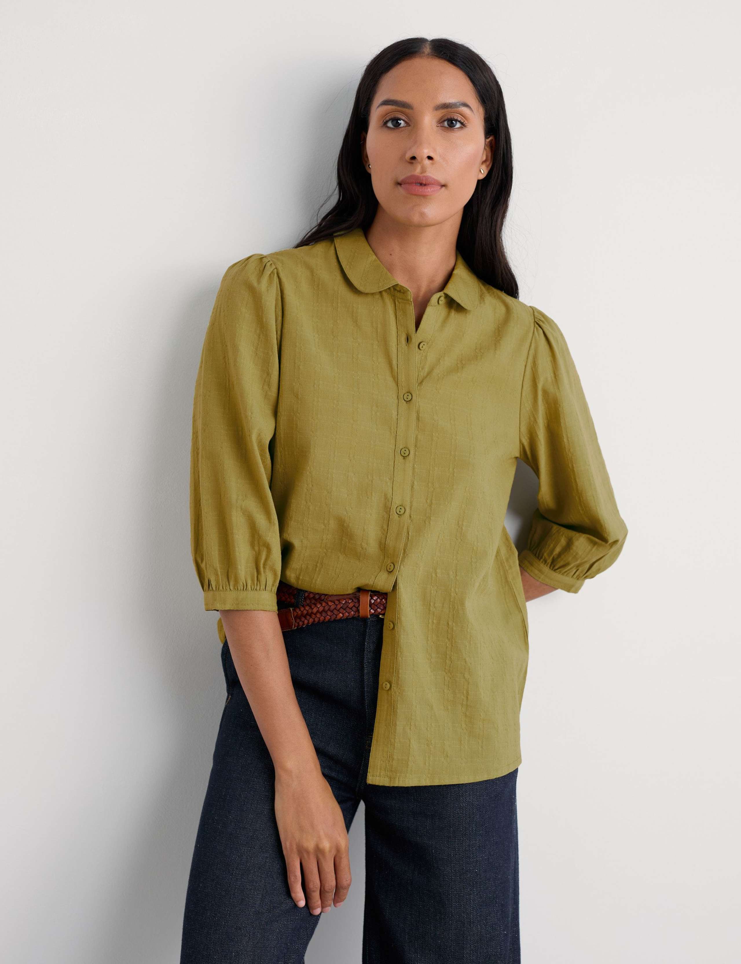 Pure Cotton Collared Button Through Blouse 3 of 5