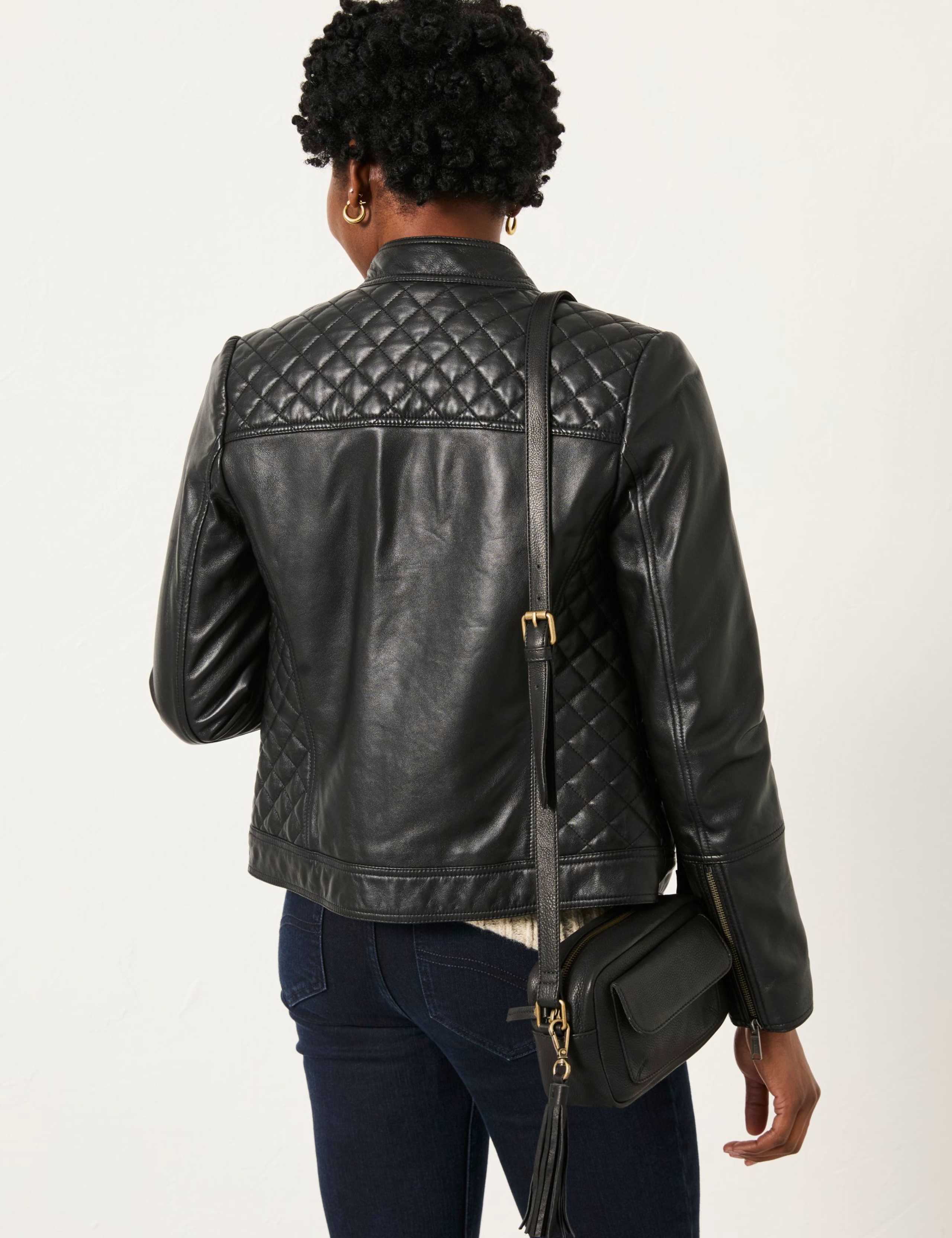 Leather Quilted Biker Jacket 4 of 5