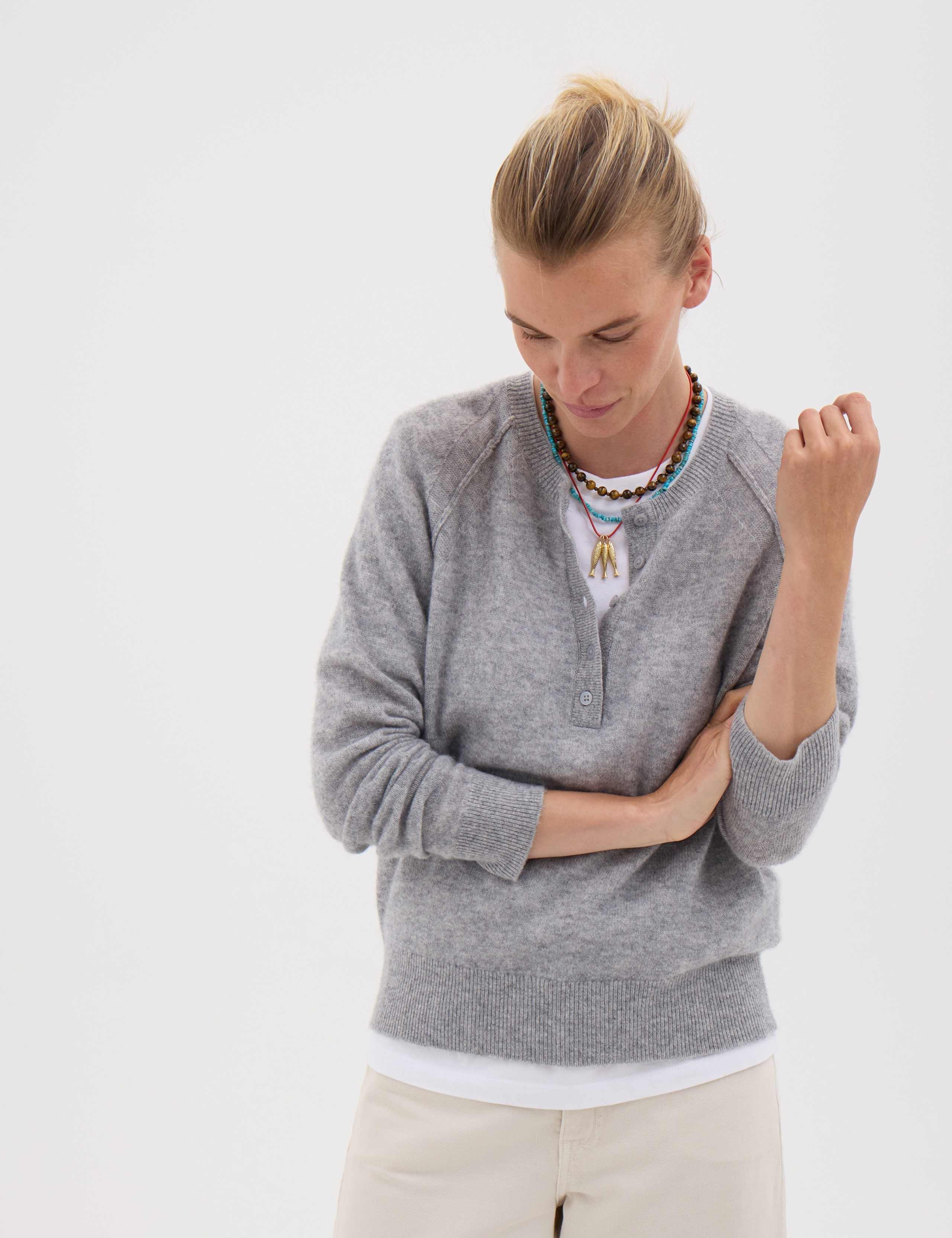 Pure Cashmere Henley Neck Jumper 1 of 5