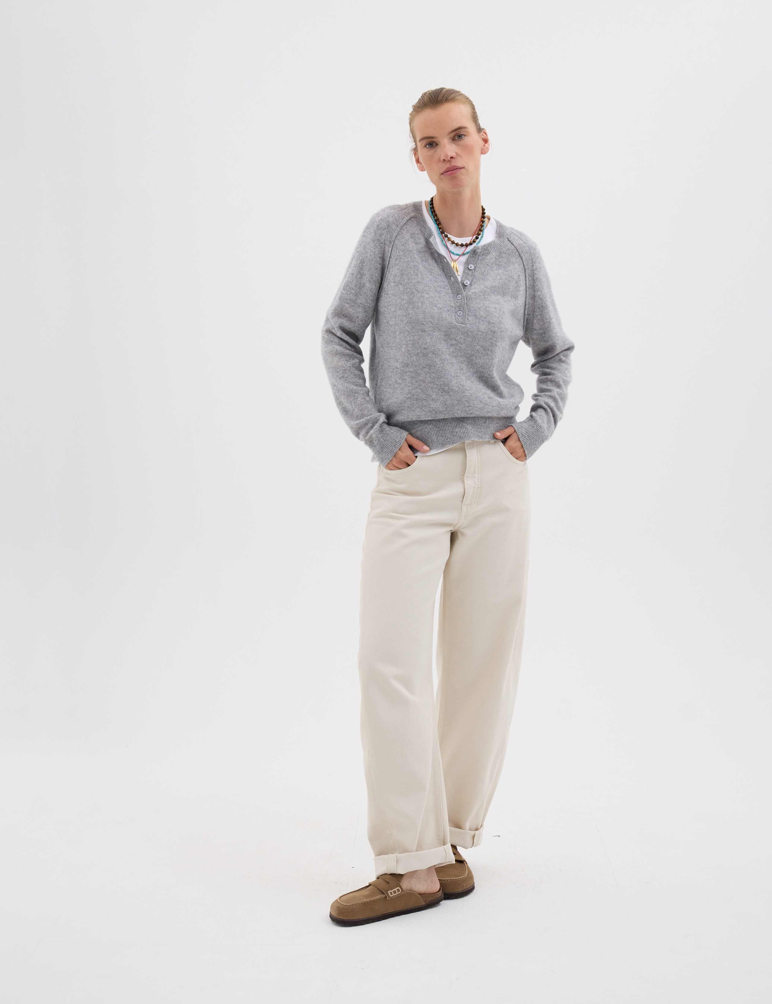 Pure Cashmere Henley Neck Jumper 4 of 5