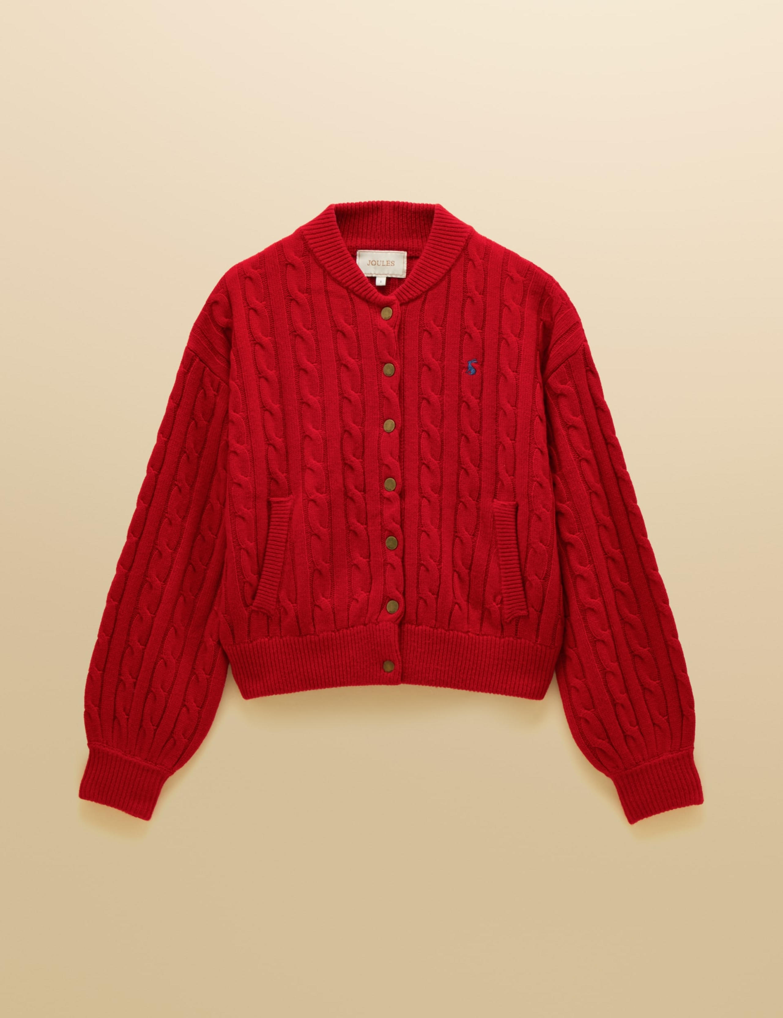 Cable Knit Collared Bomber Cardigan with Wool 2 of 6