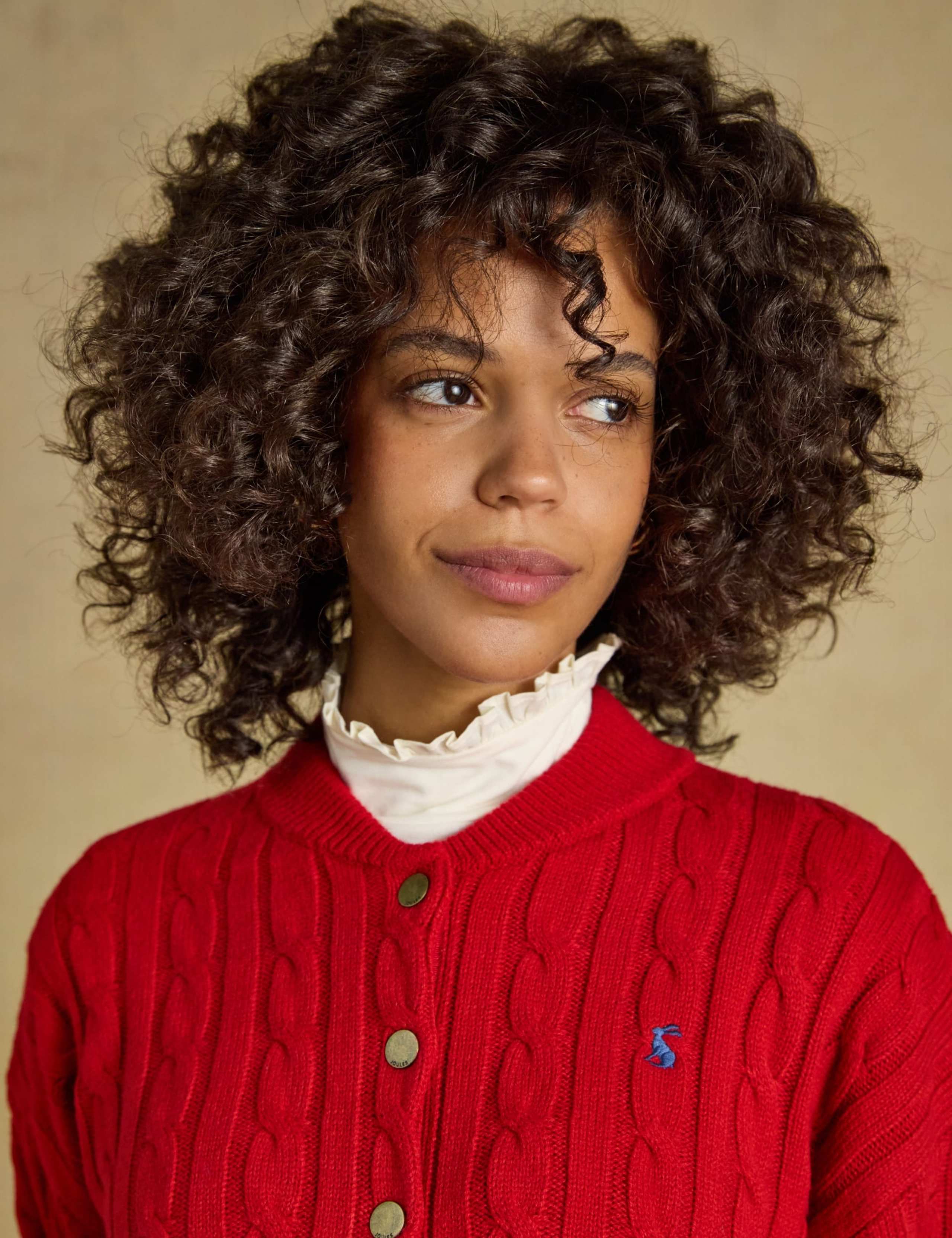 Cable Knit Collared Bomber Cardigan with Wool 6 of 6