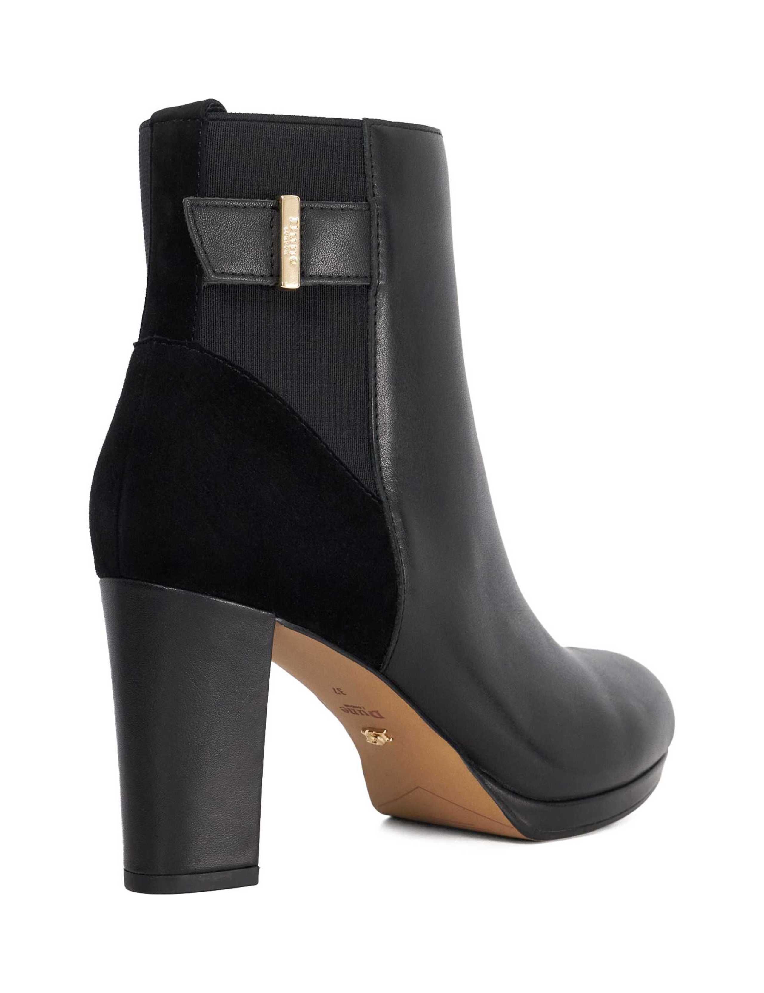 Leather Buckle Block Heel Ankle Boots 3 of 5