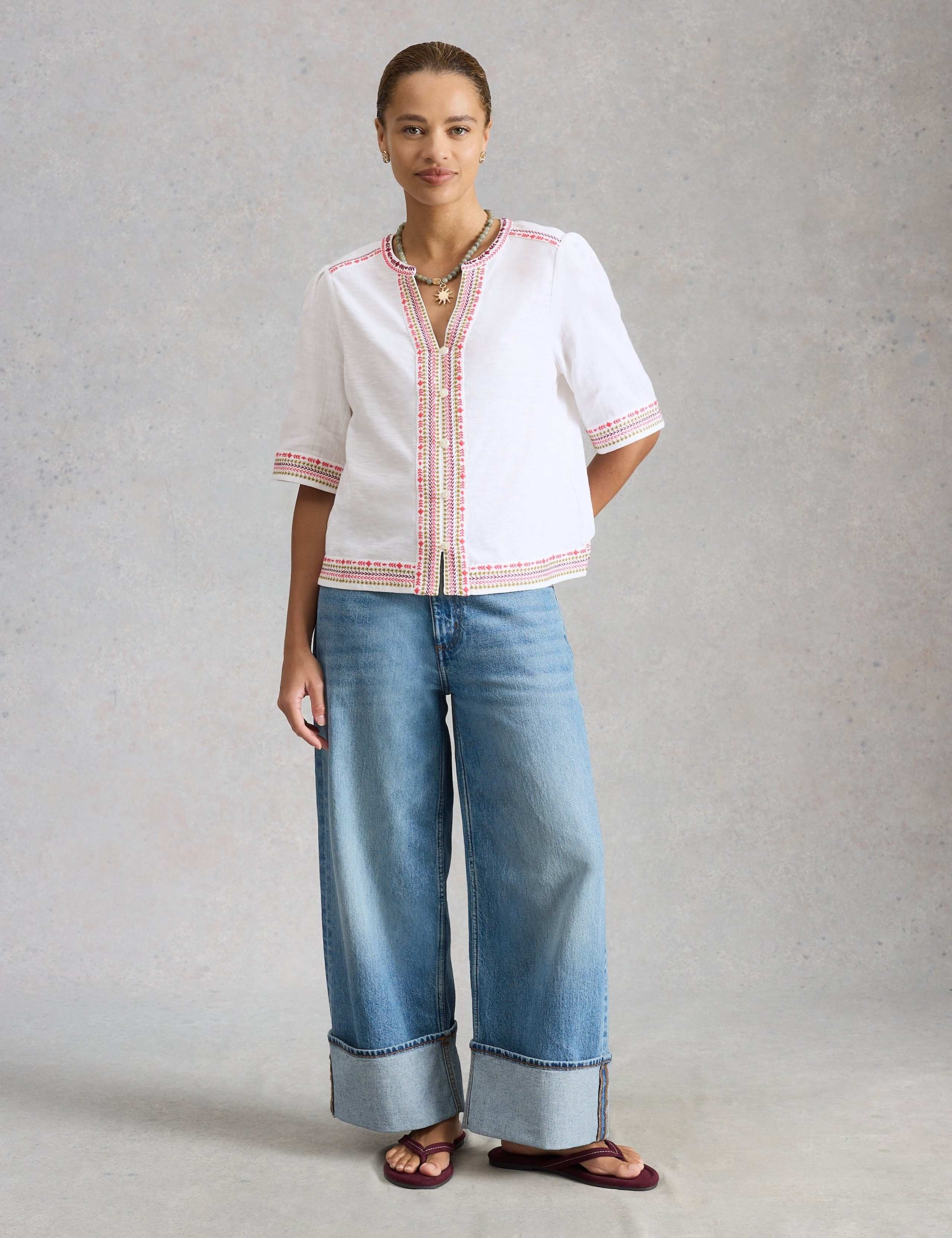 Pure Cotton Embroidered Top 3 of 6