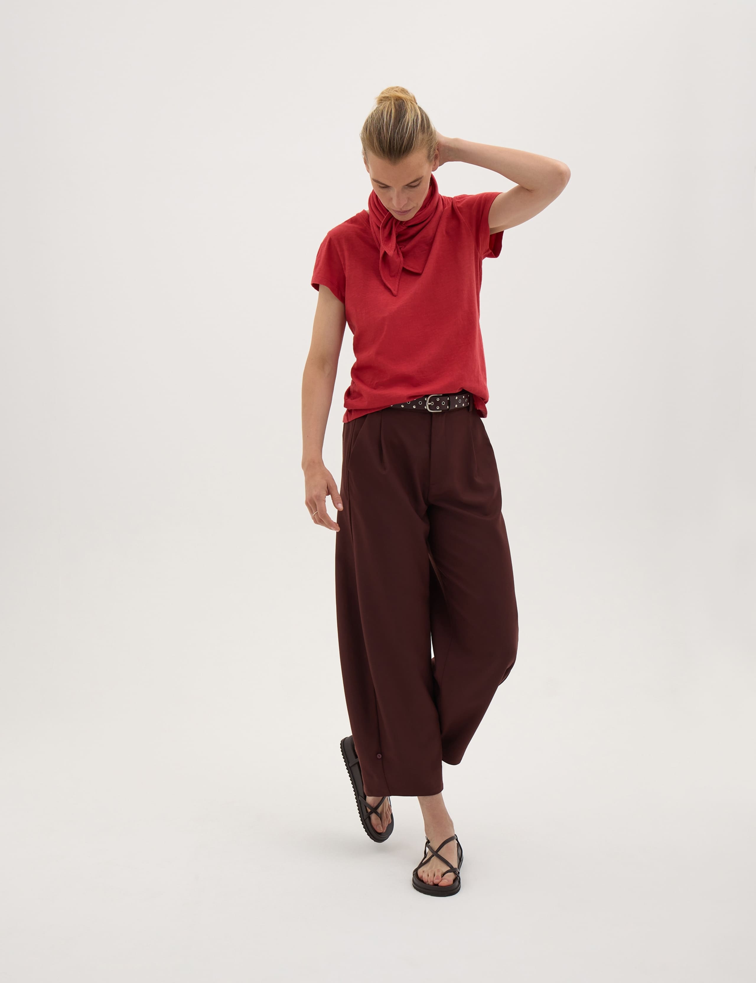 Pure Cotton Slim Fit Top with Scarf 4 of 6
