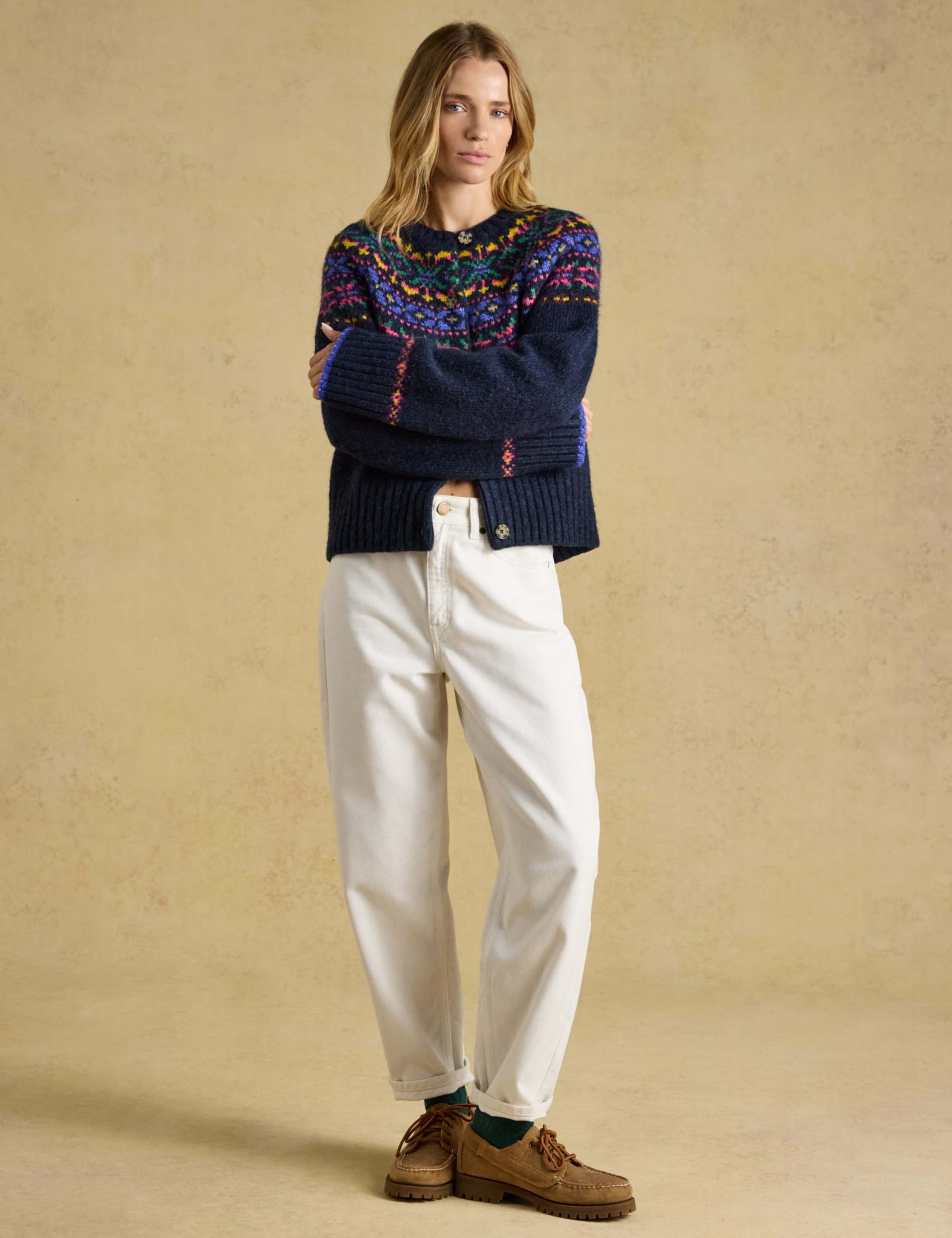 Fair Isle Button Front Cardigan with Wool 2 of 8