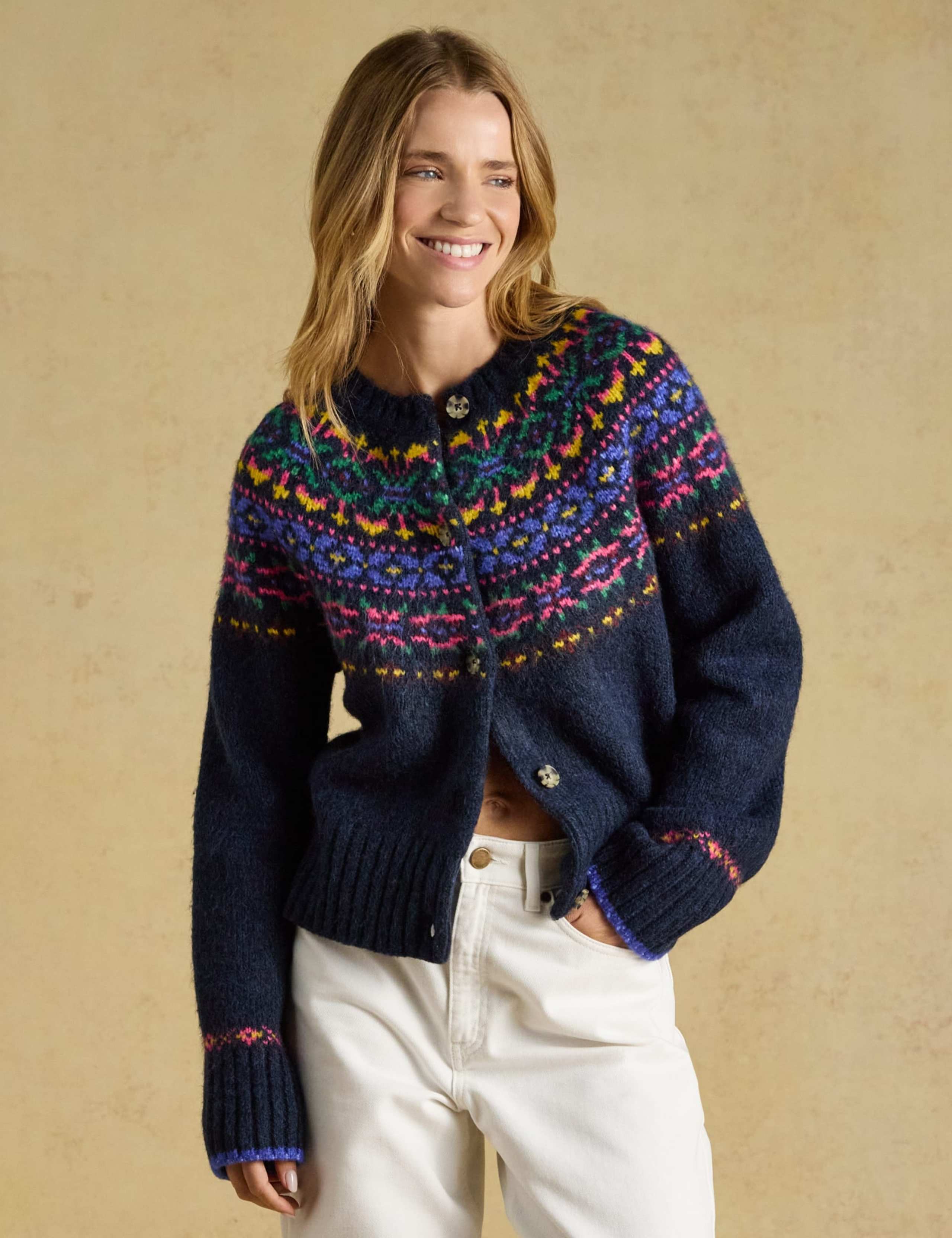 Fair Isle Button Front Cardigan with Wool 3 of 8