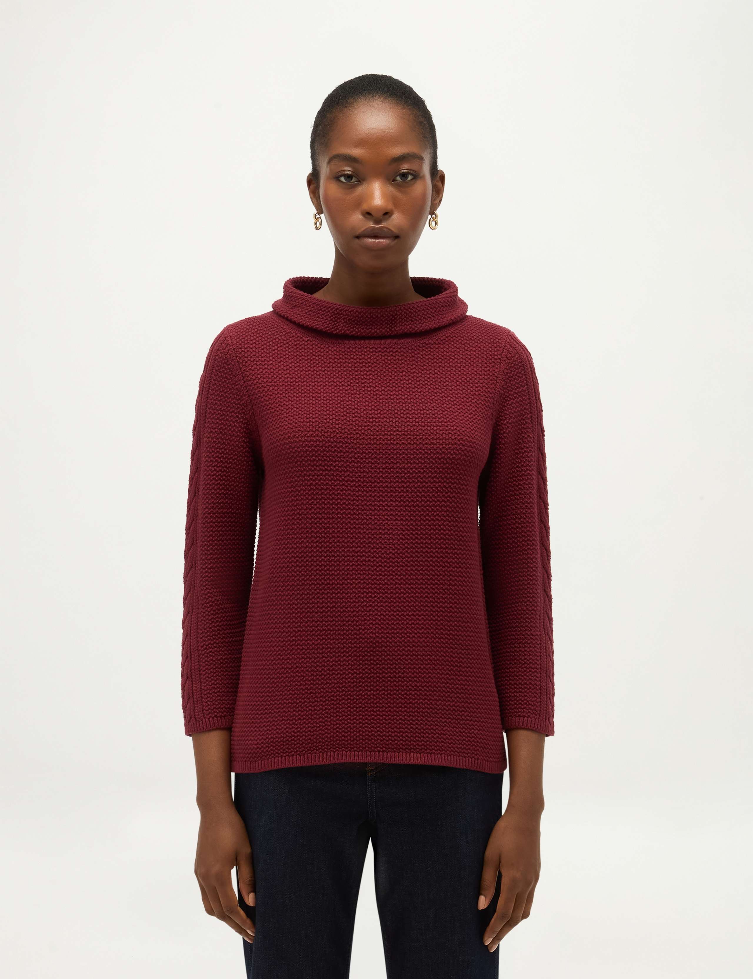 Pure Cotton Cable Knit Cowl Neck Relaxed Jumper 3 of 7