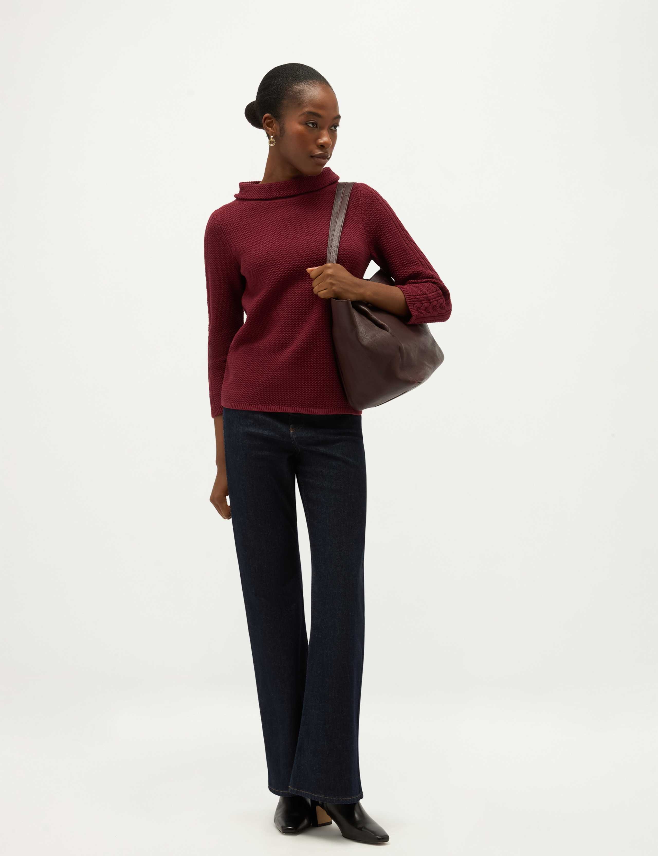 Pure Cotton Cable Knit Cowl Neck Relaxed Jumper 4 of 7