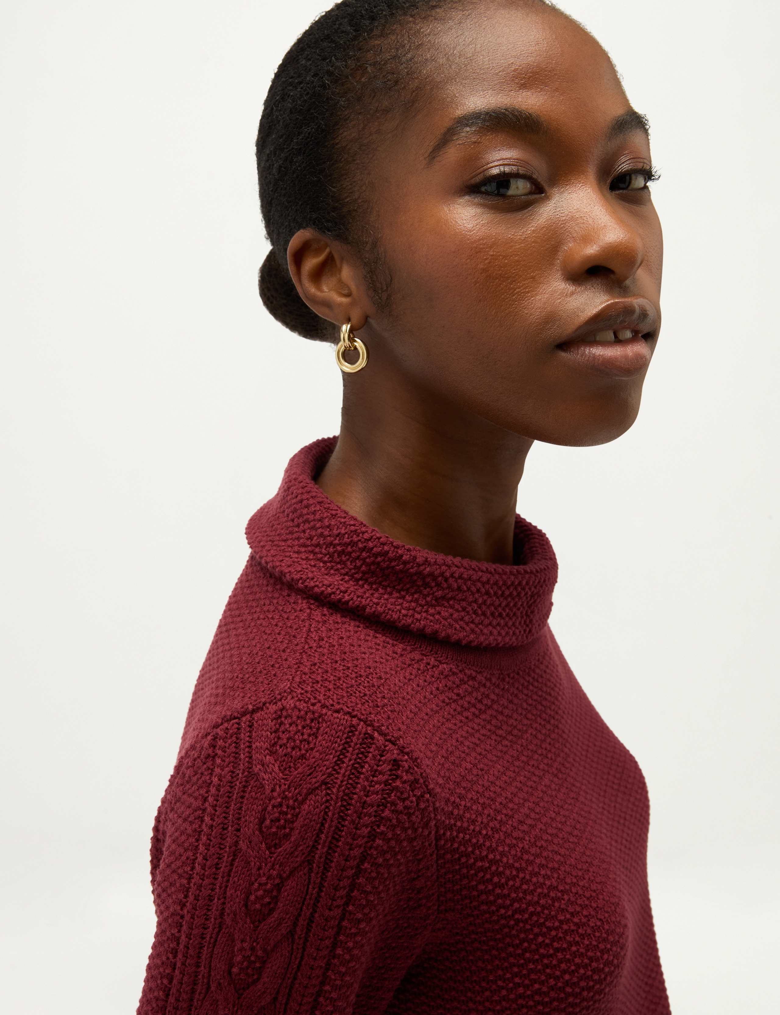 Pure Cotton Cable Knit Cowl Neck Relaxed Jumper 7 of 7