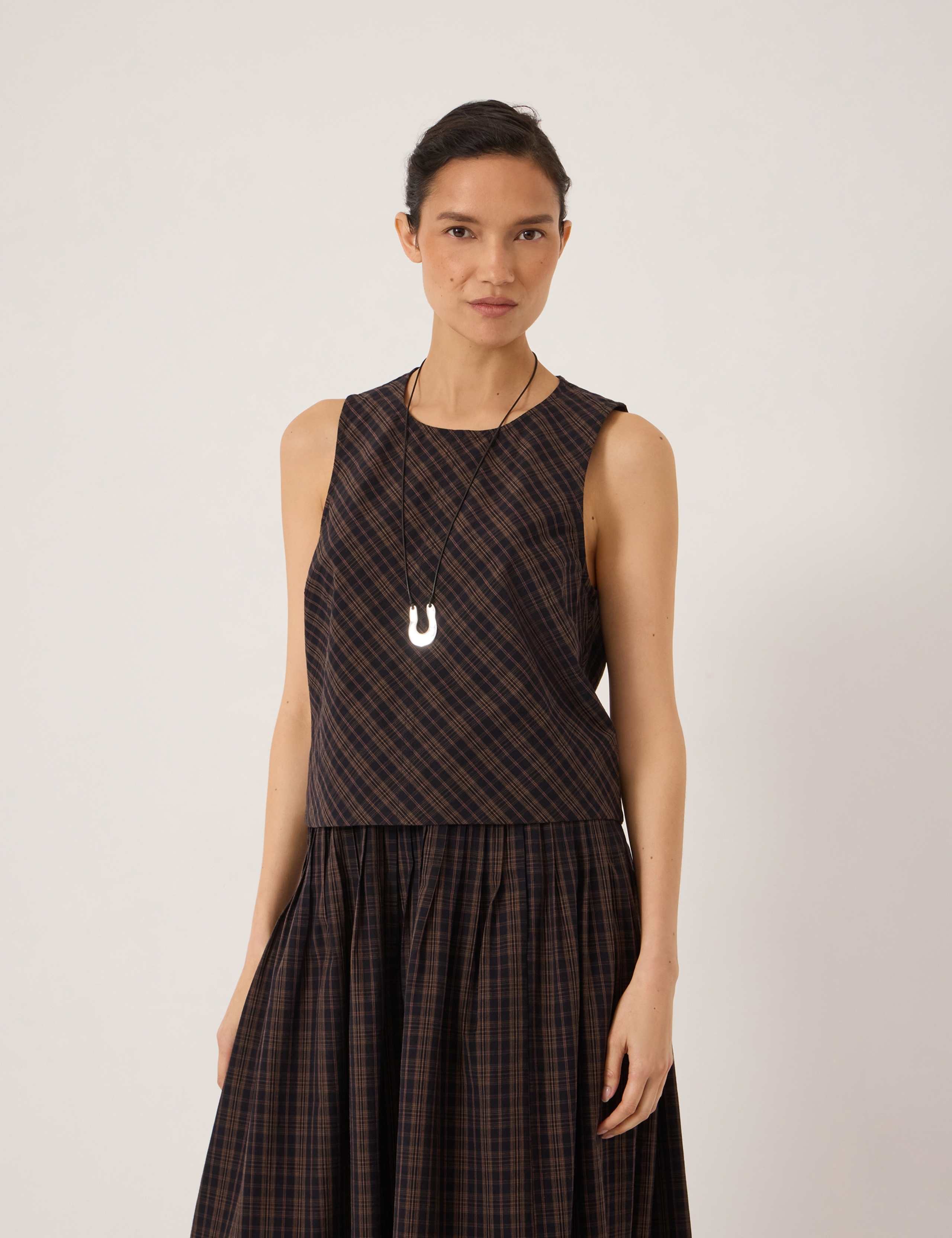 Pure Cotton Checked Shell Top 1 of 5