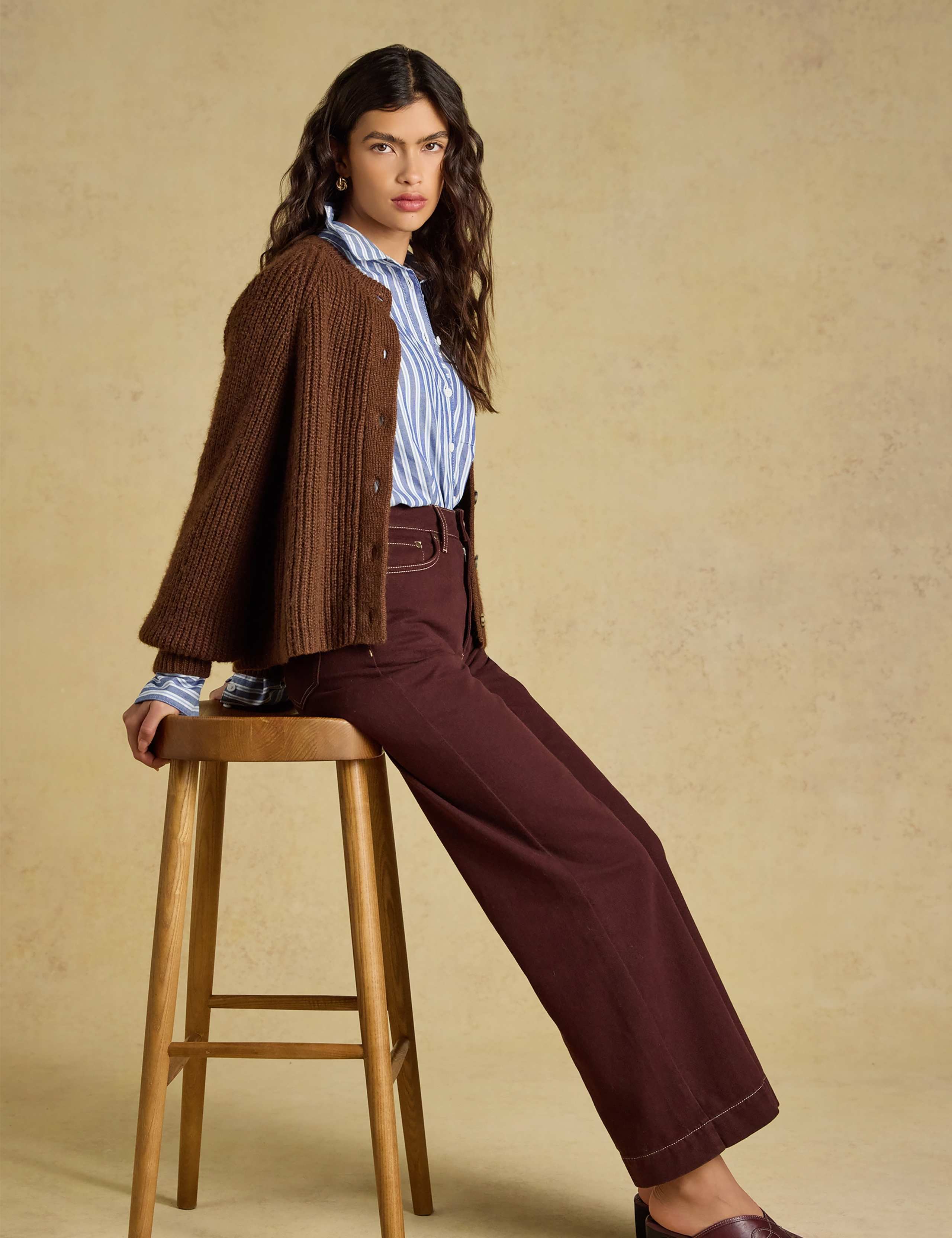 Ribbed Button Front Cardigan with Wool 4 of 7