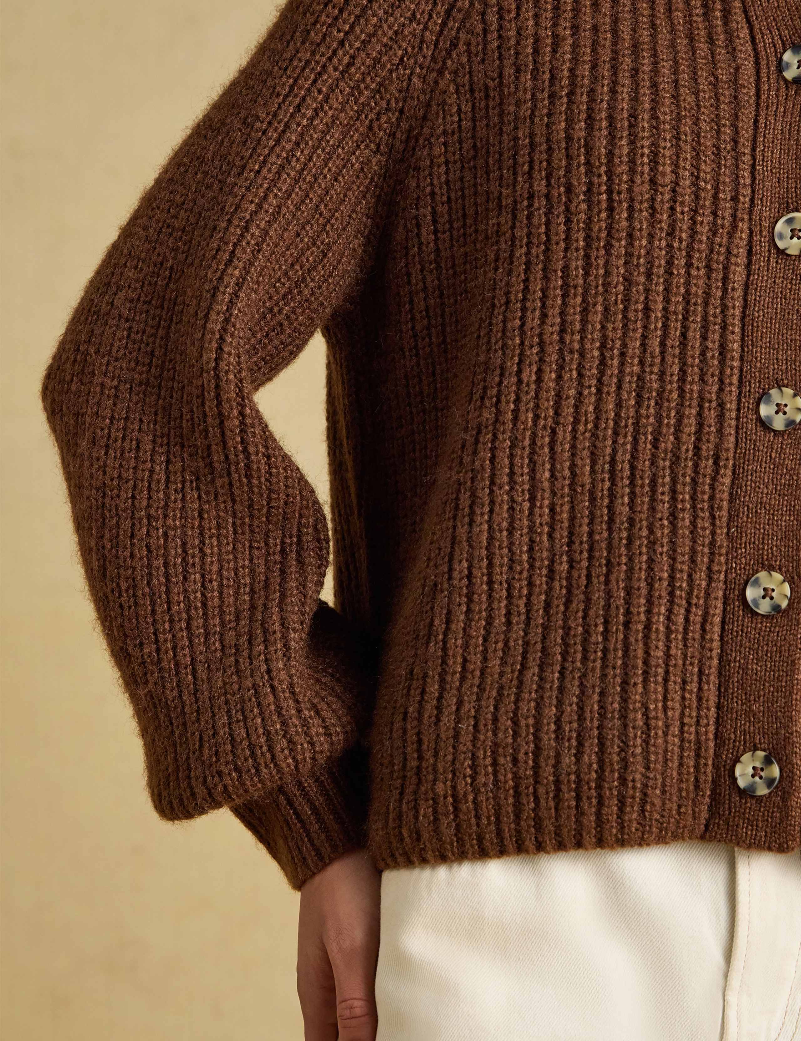 Ribbed Button Front Cardigan with Wool 5 of 7