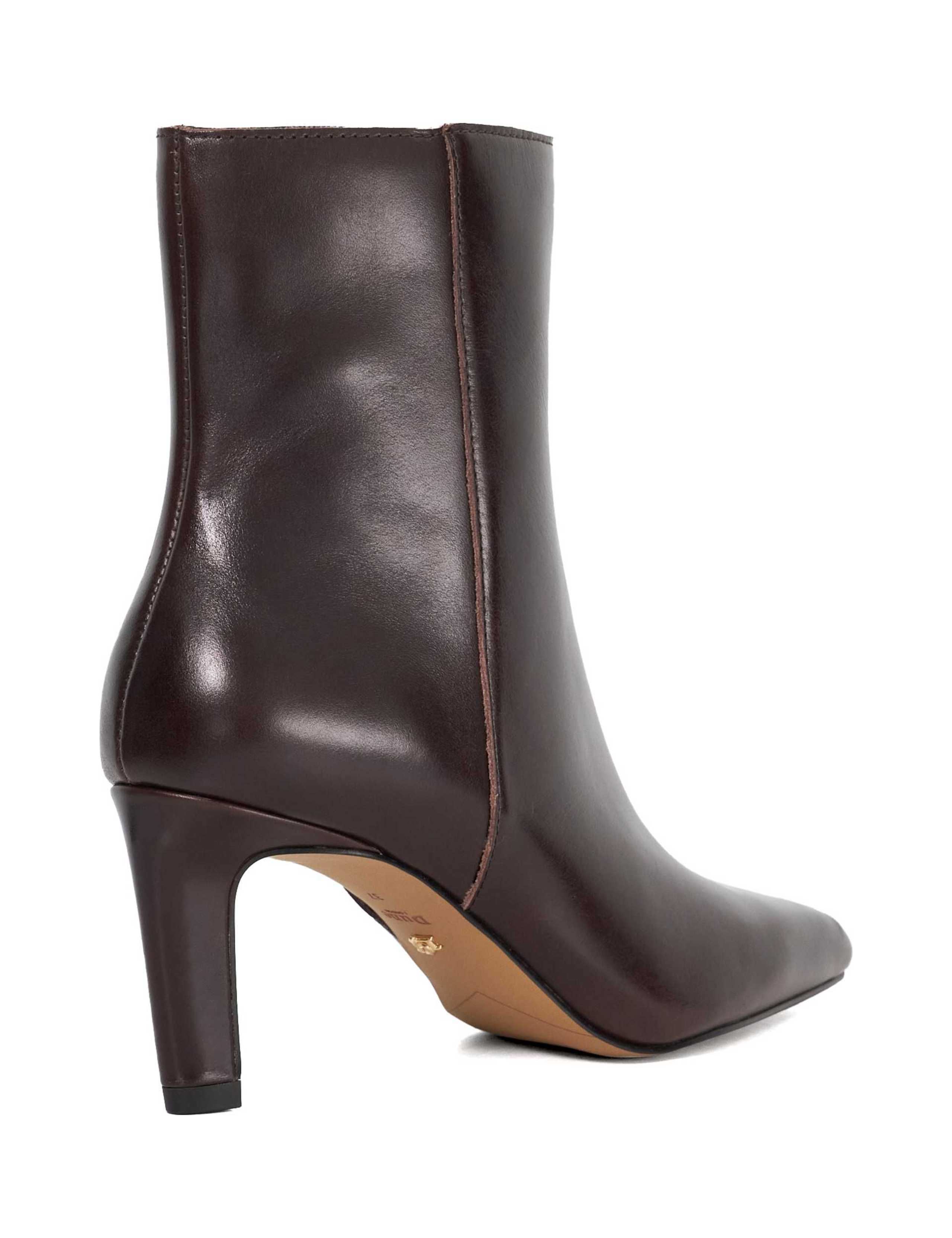 Leather Stiletto Heel Square Toe Ankle Boots 2 of 5