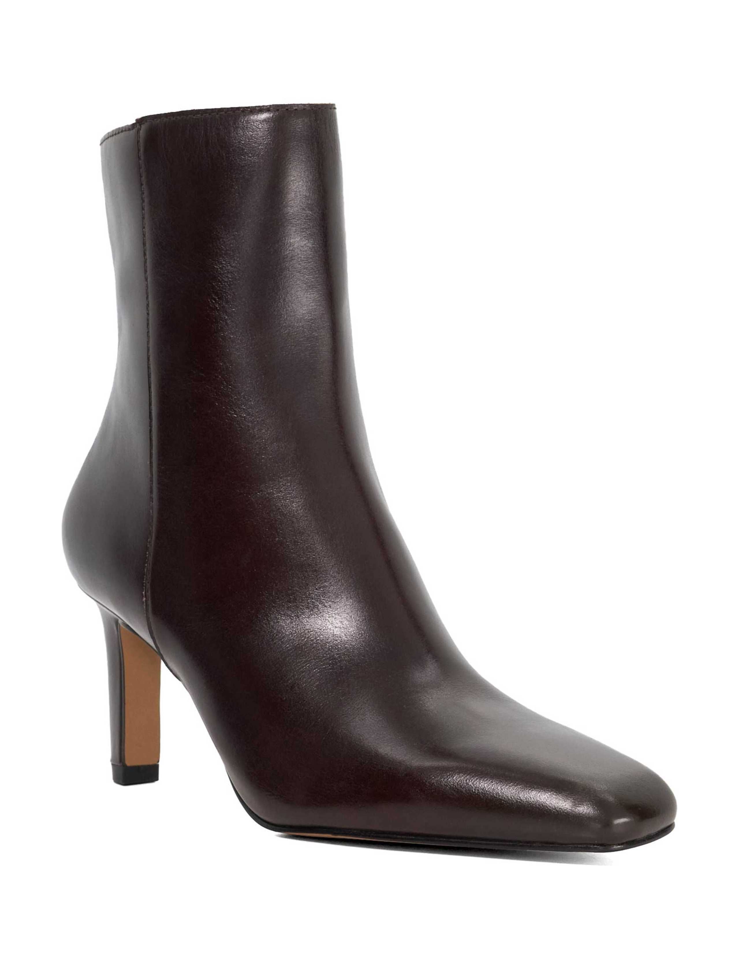 Leather Stiletto Heel Square Toe Ankle Boots 3 of 5