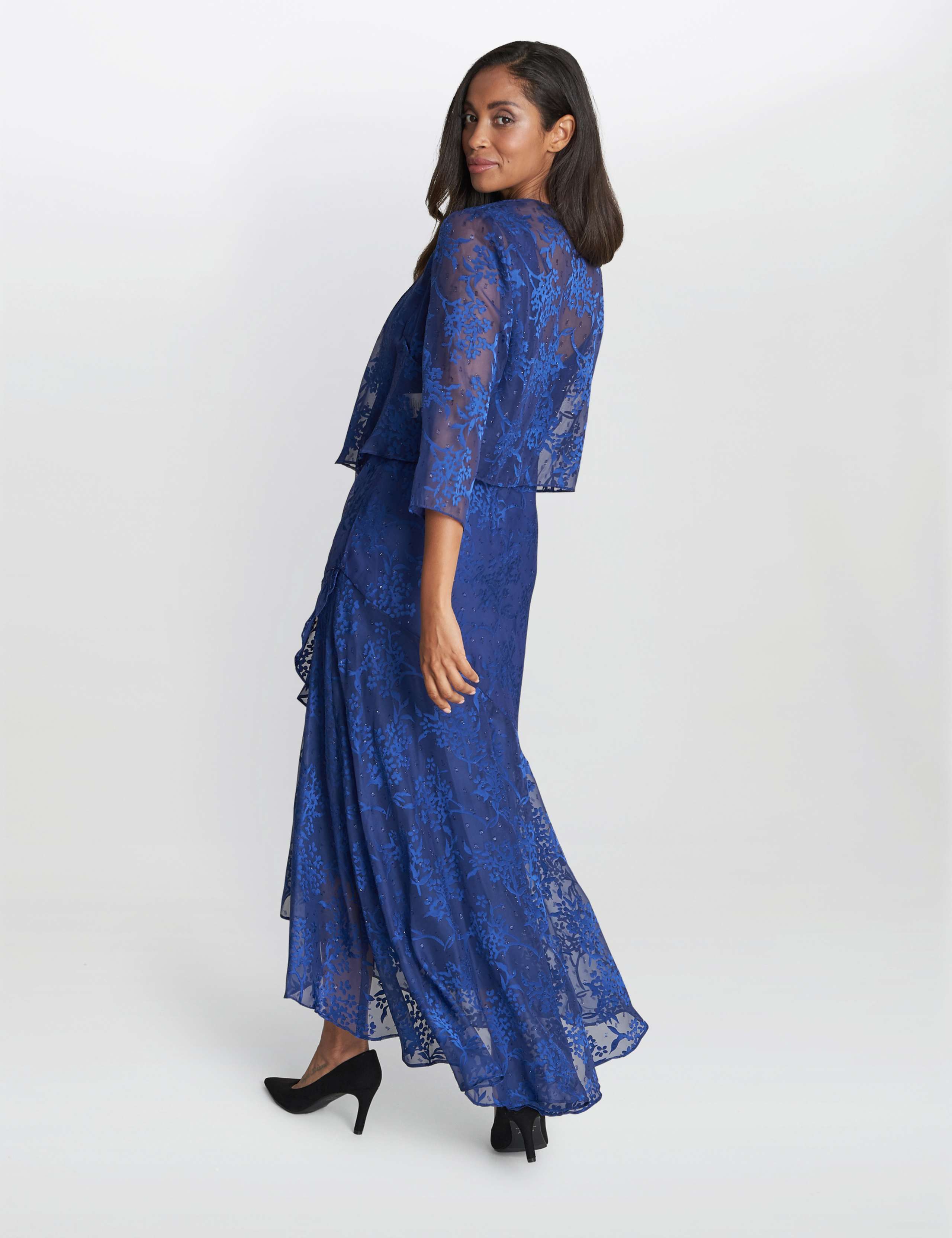 Floral Jacquard V-Neck Maxi Dress & Jacket 3 of 6