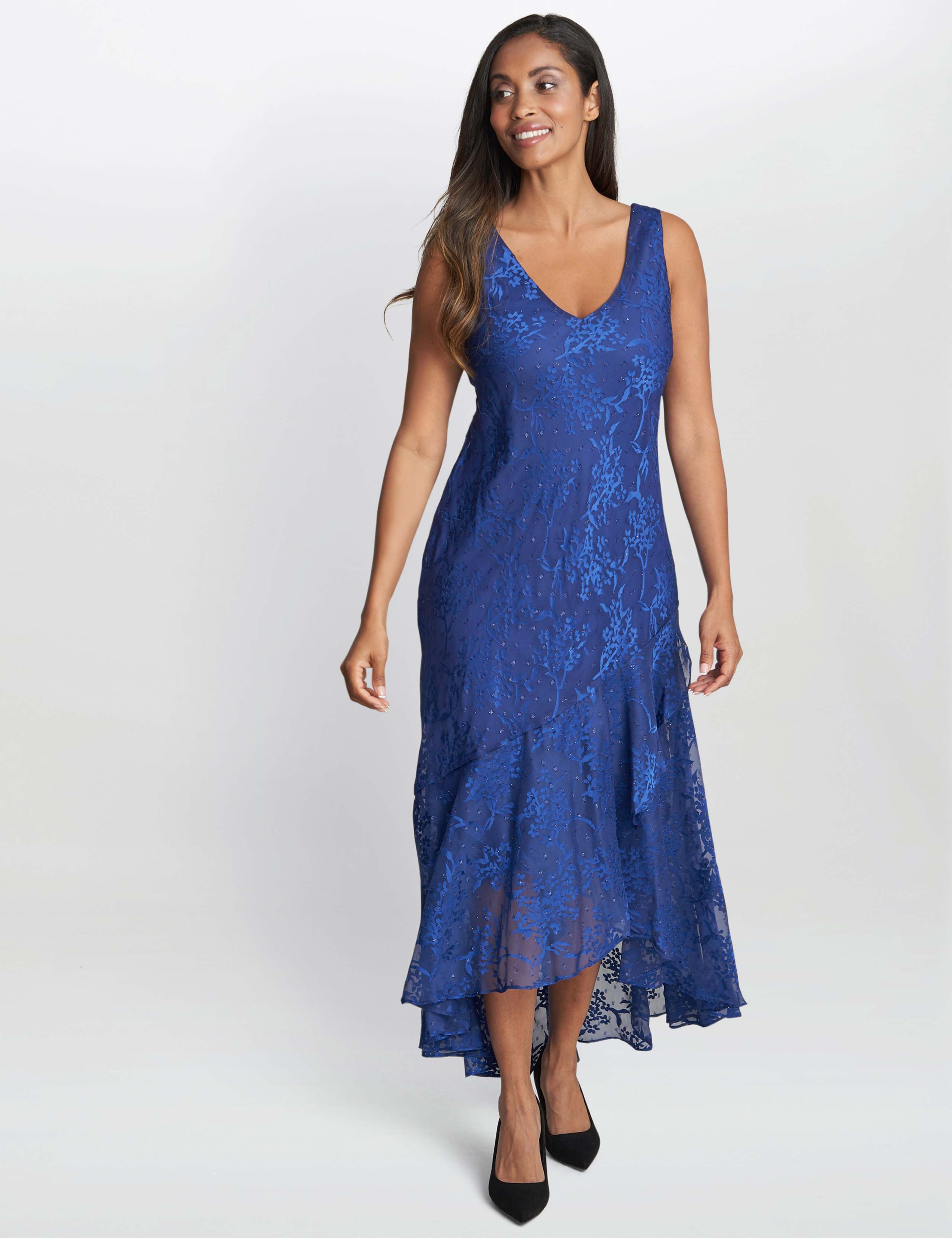 Floral Jacquard V-Neck Maxi Dress & Jacket 4 of 6