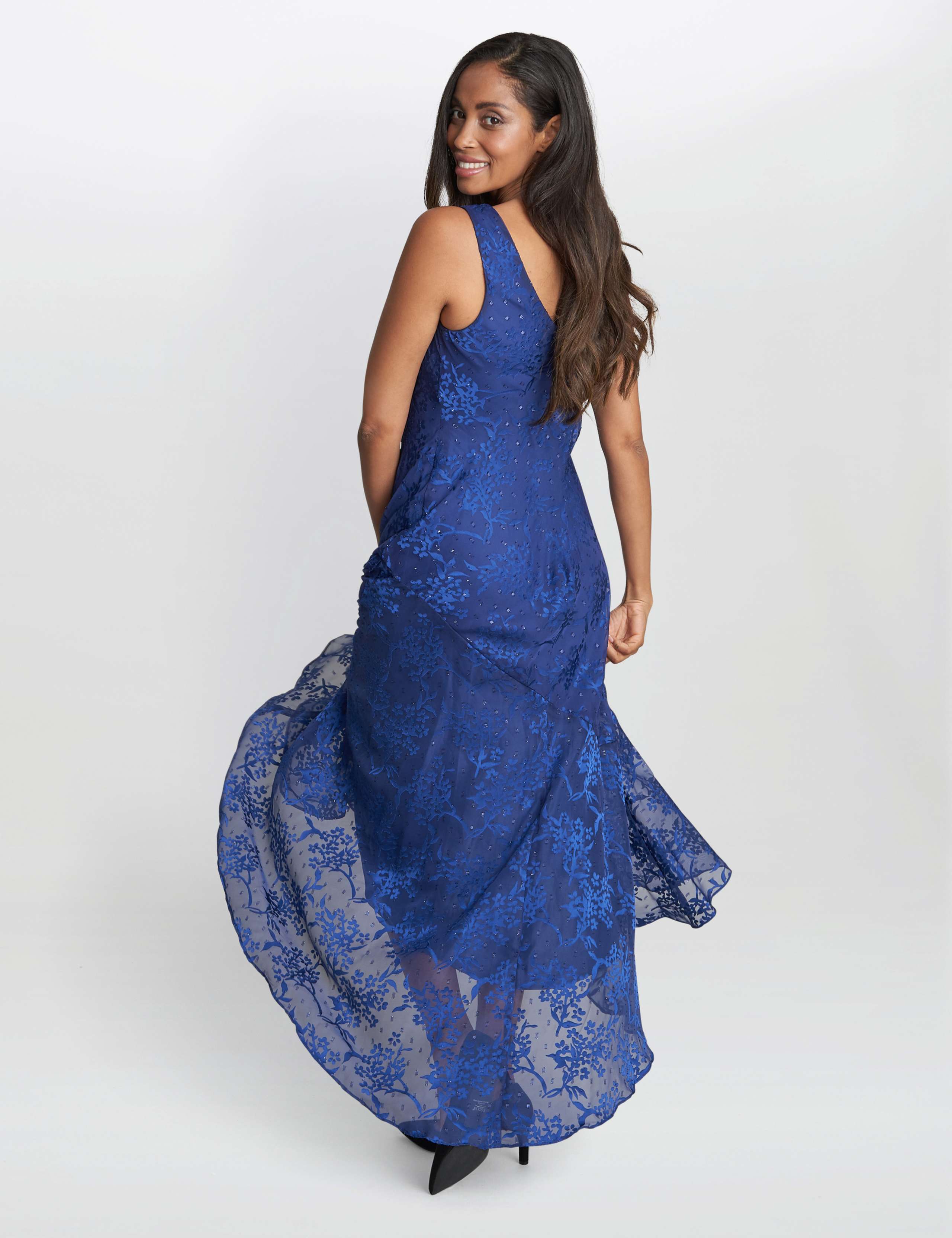 Floral Jacquard V-Neck Maxi Dress & Jacket 5 of 6