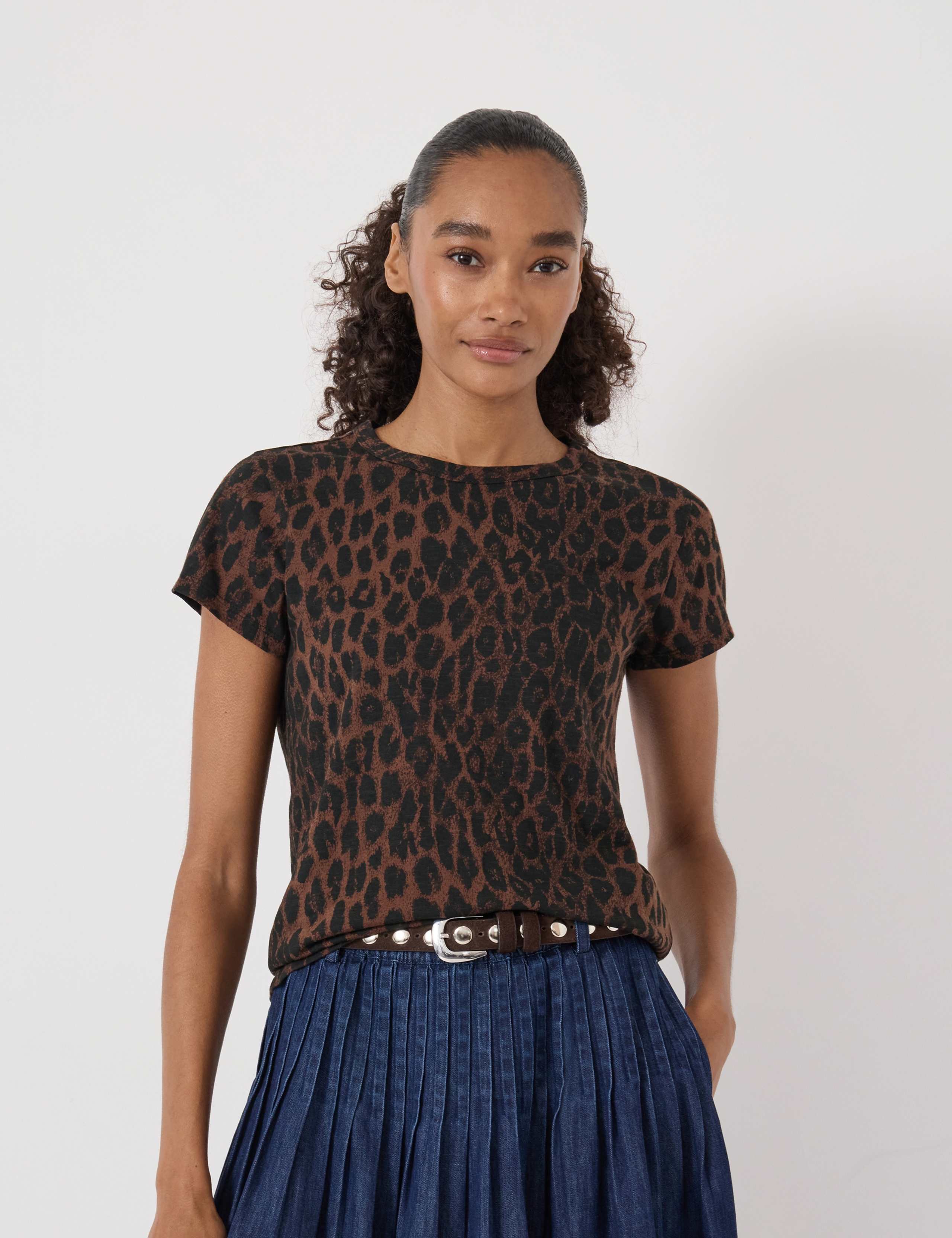 Pure Cotton Leopard Print Slim Fit Top 1 of 5