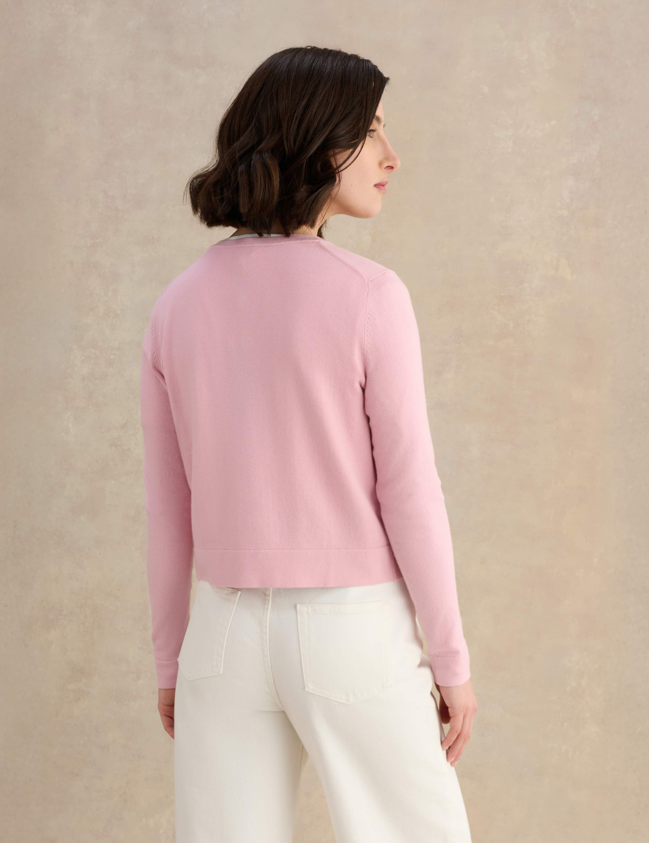 Cotton Rich Crew Neck Button Front Cardigan 3 of 4