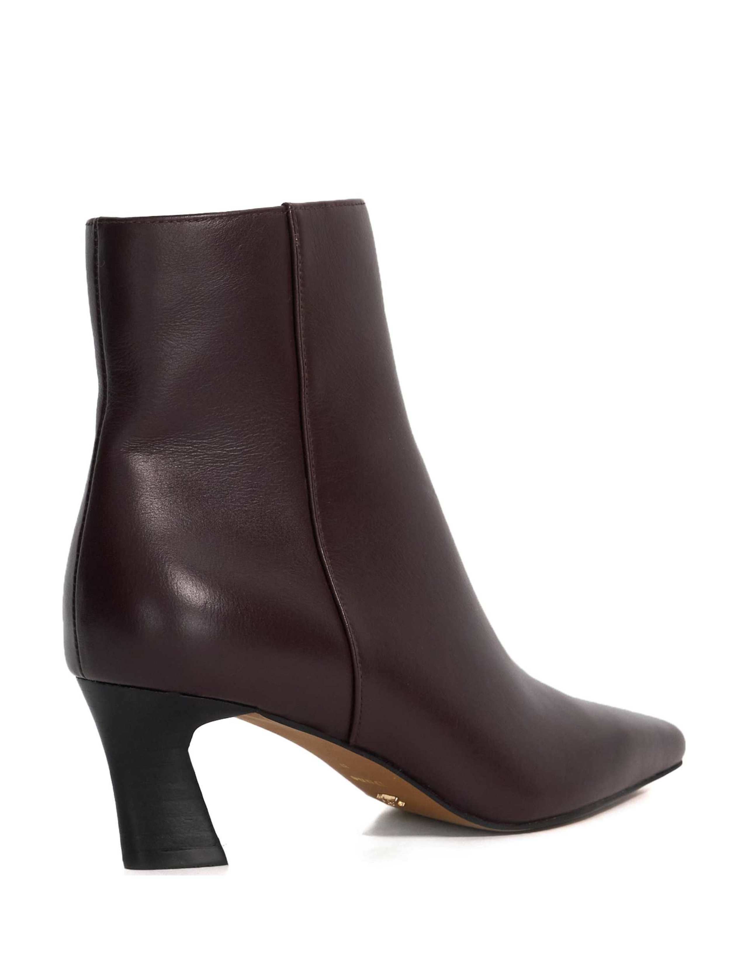 Leather Block Heel Pointed Ankle Boots 4 of 5