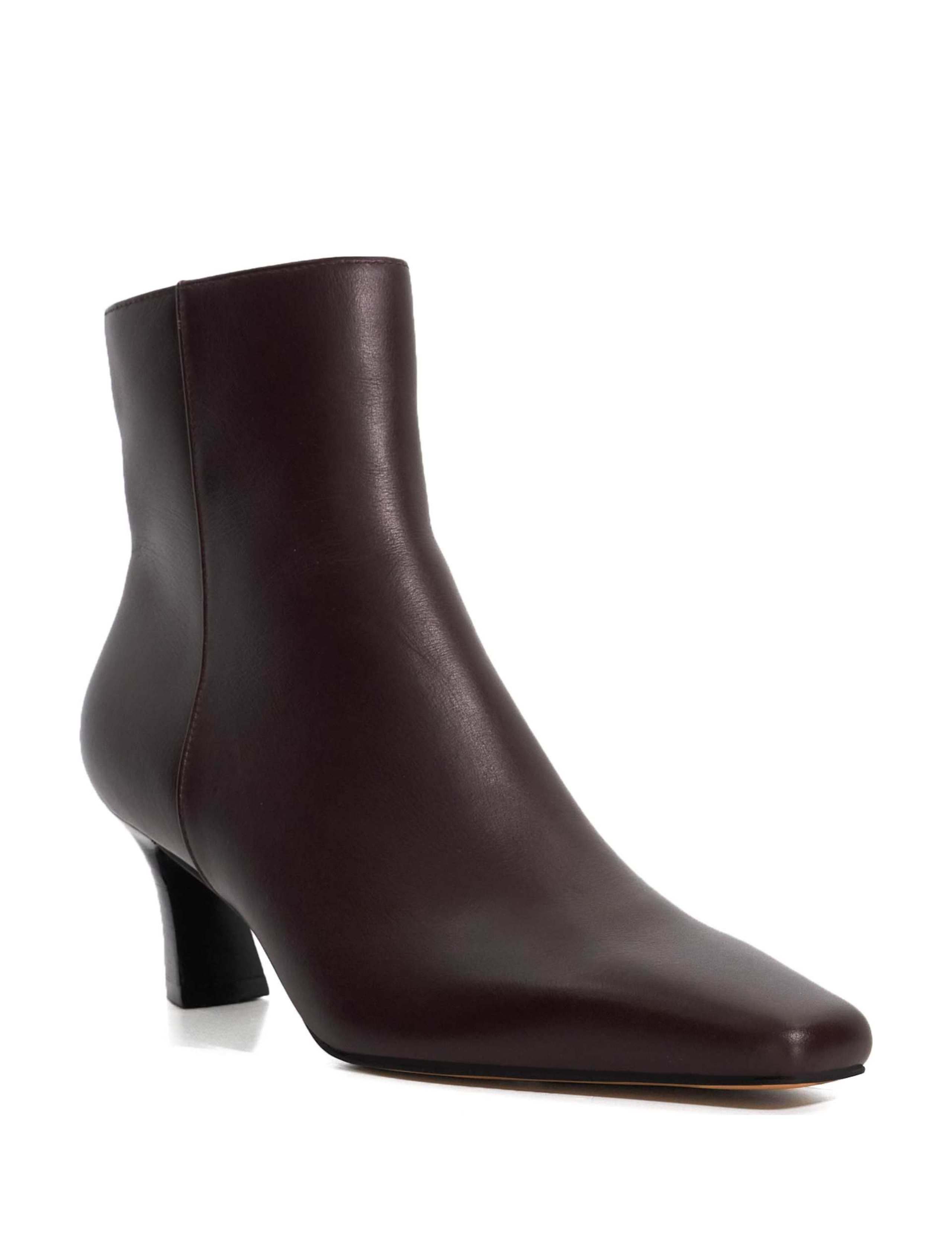 Leather Block Heel Pointed Ankle Boots 5 of 5