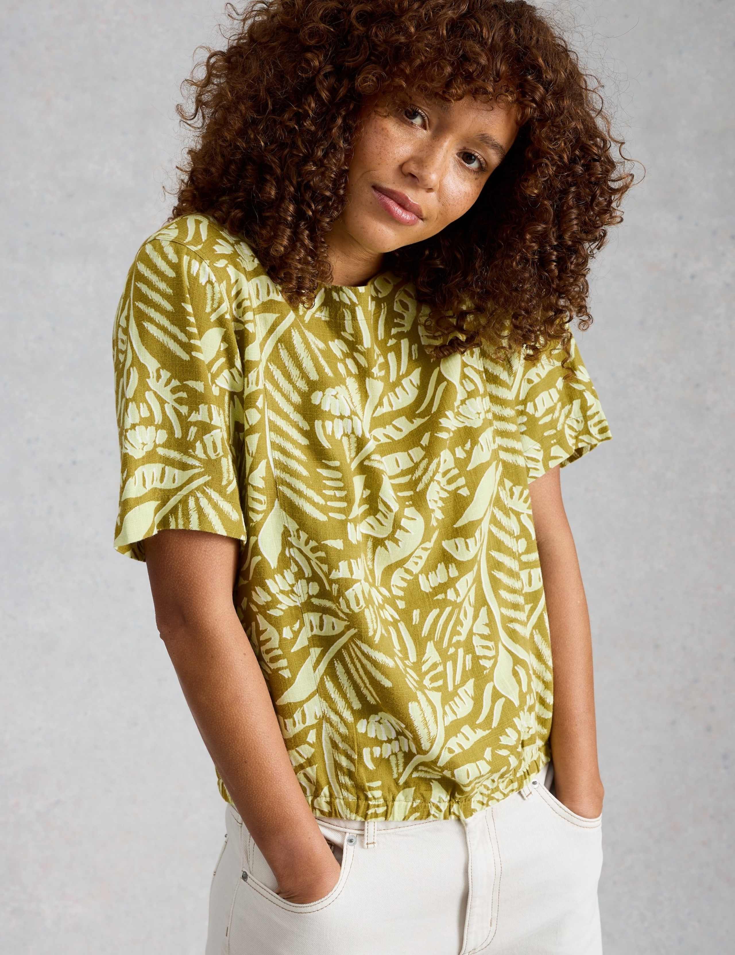 Linen Blend Printed Top 1 of 6