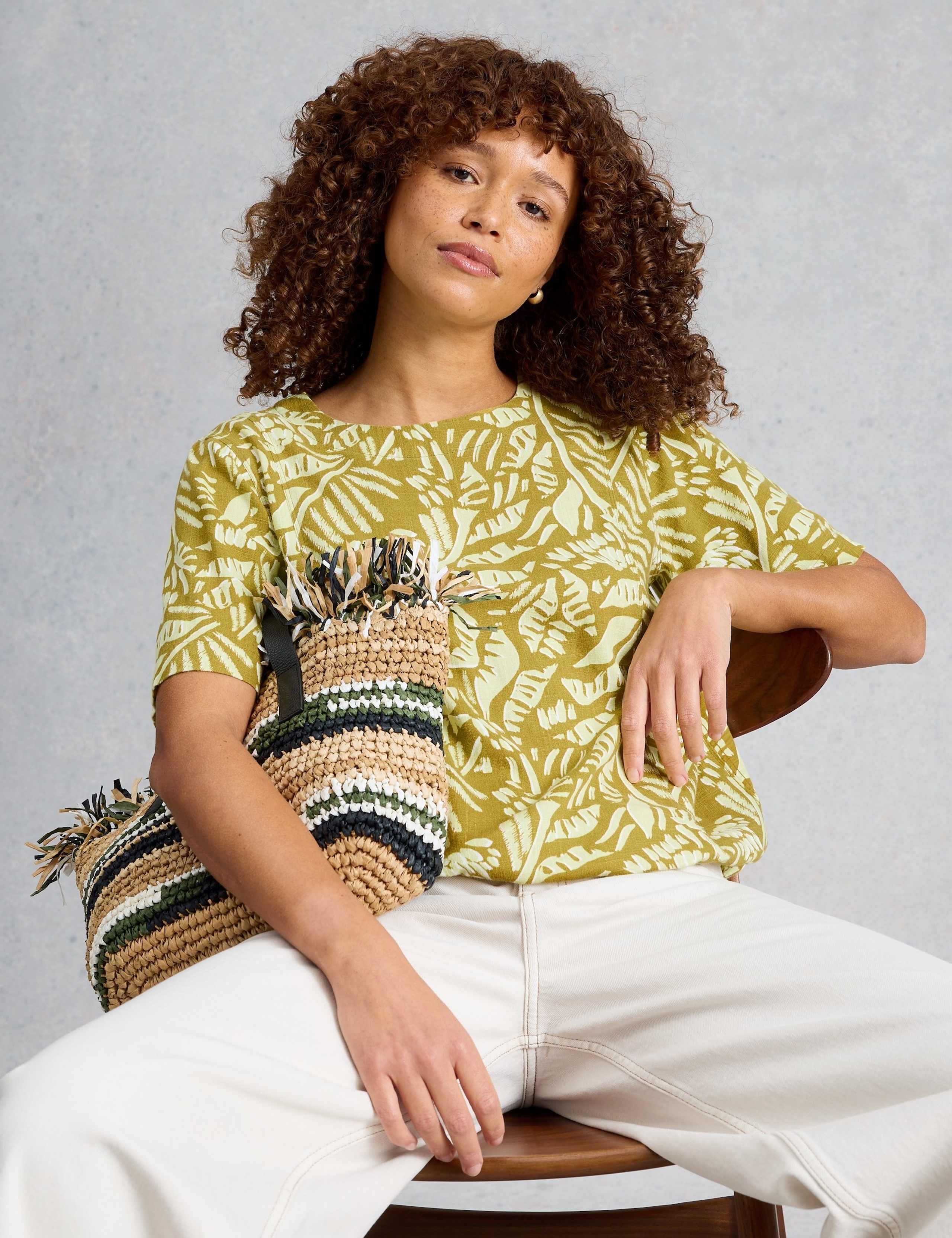 Linen Blend Printed Top 4 of 6