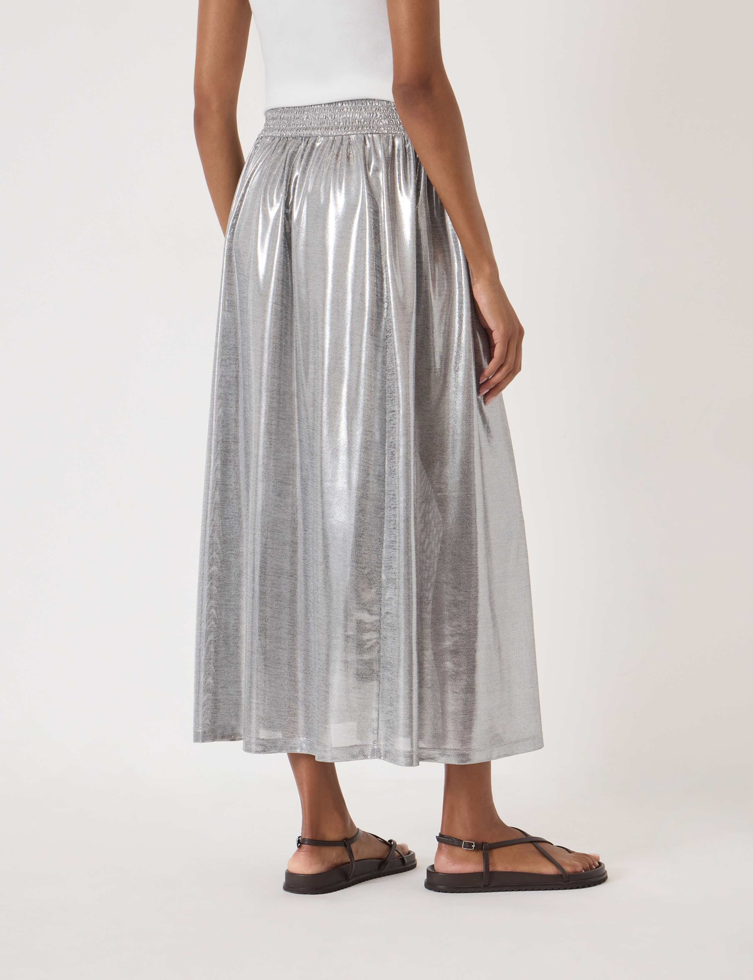Jersey Metallic Midi A-Line Skirt 3 of 5