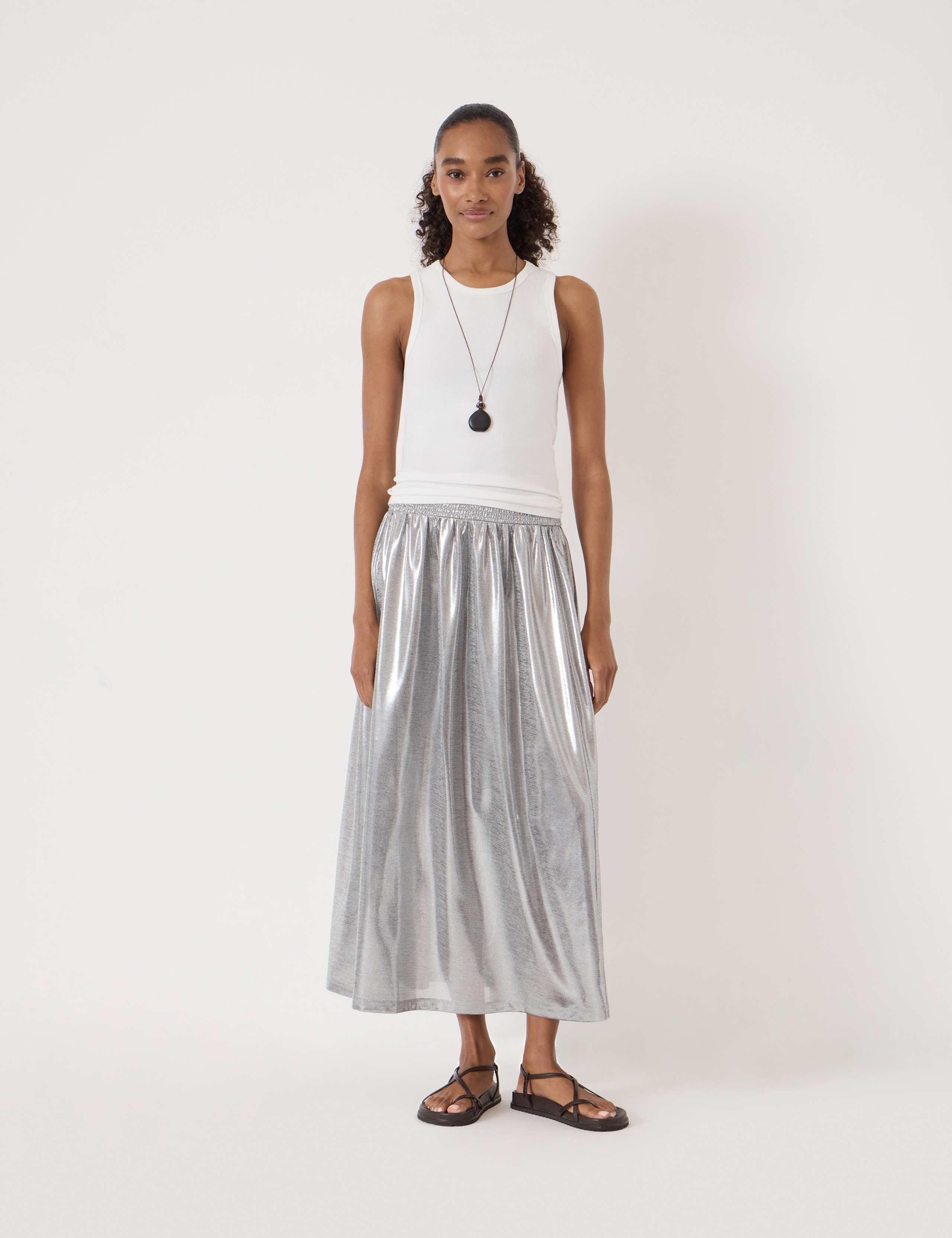 Jersey Metallic Midi A-Line Skirt 4 of 5
