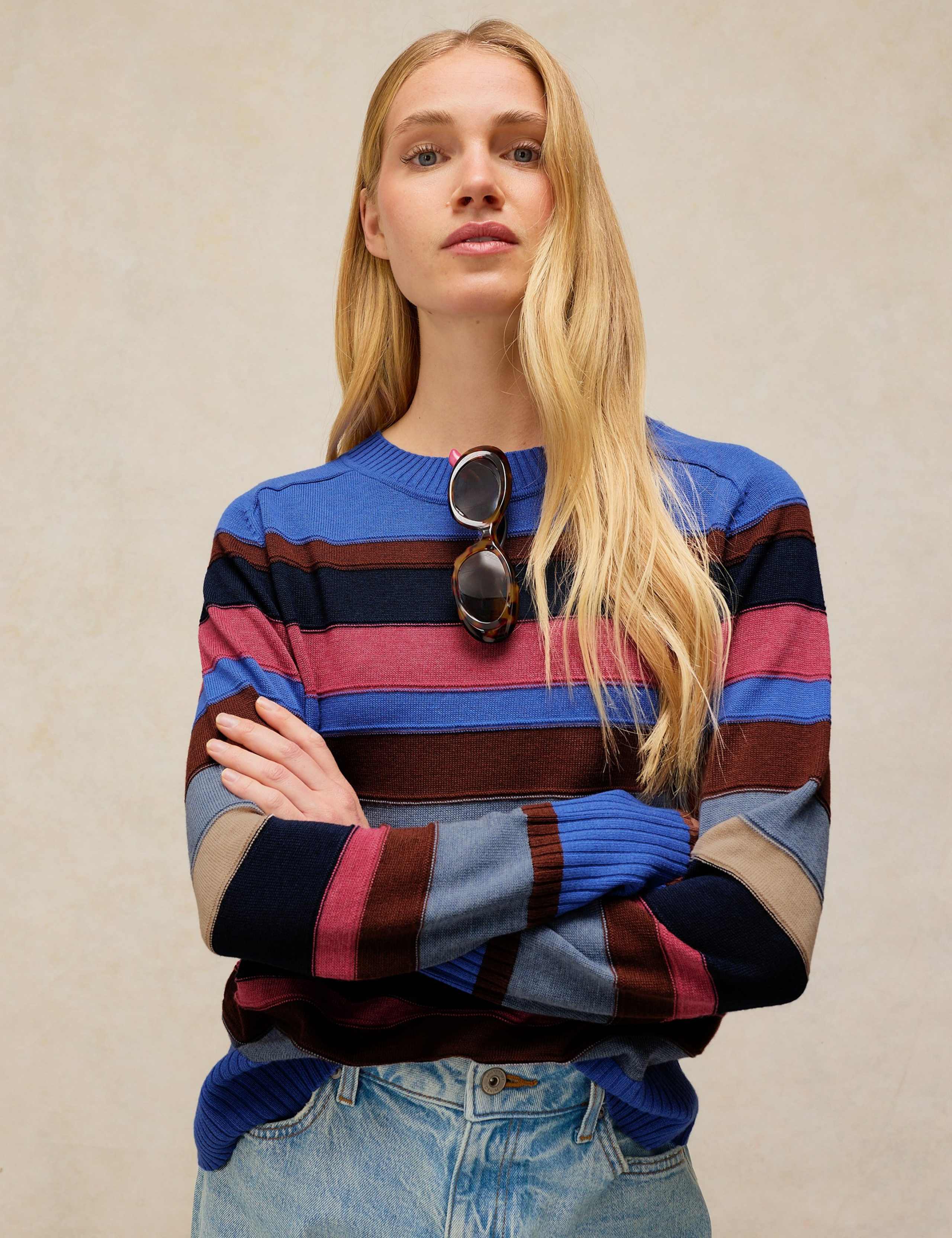 Sienna Cotton Rich Colour Block Crew Neck Jumper by White Stuff at M&S