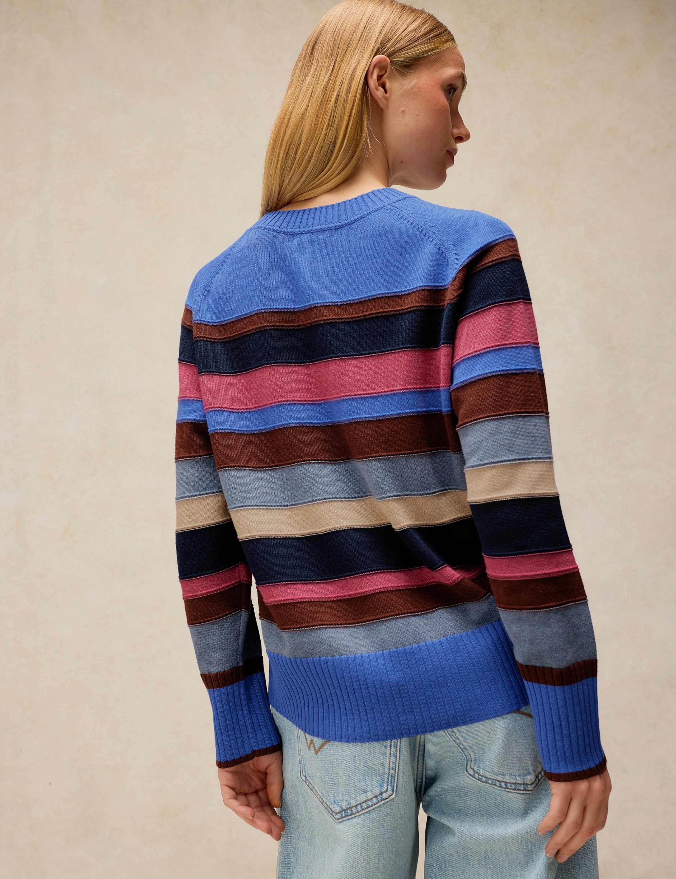 Cotton Rich Colour Block Crew Neck Jumper 3 of 6