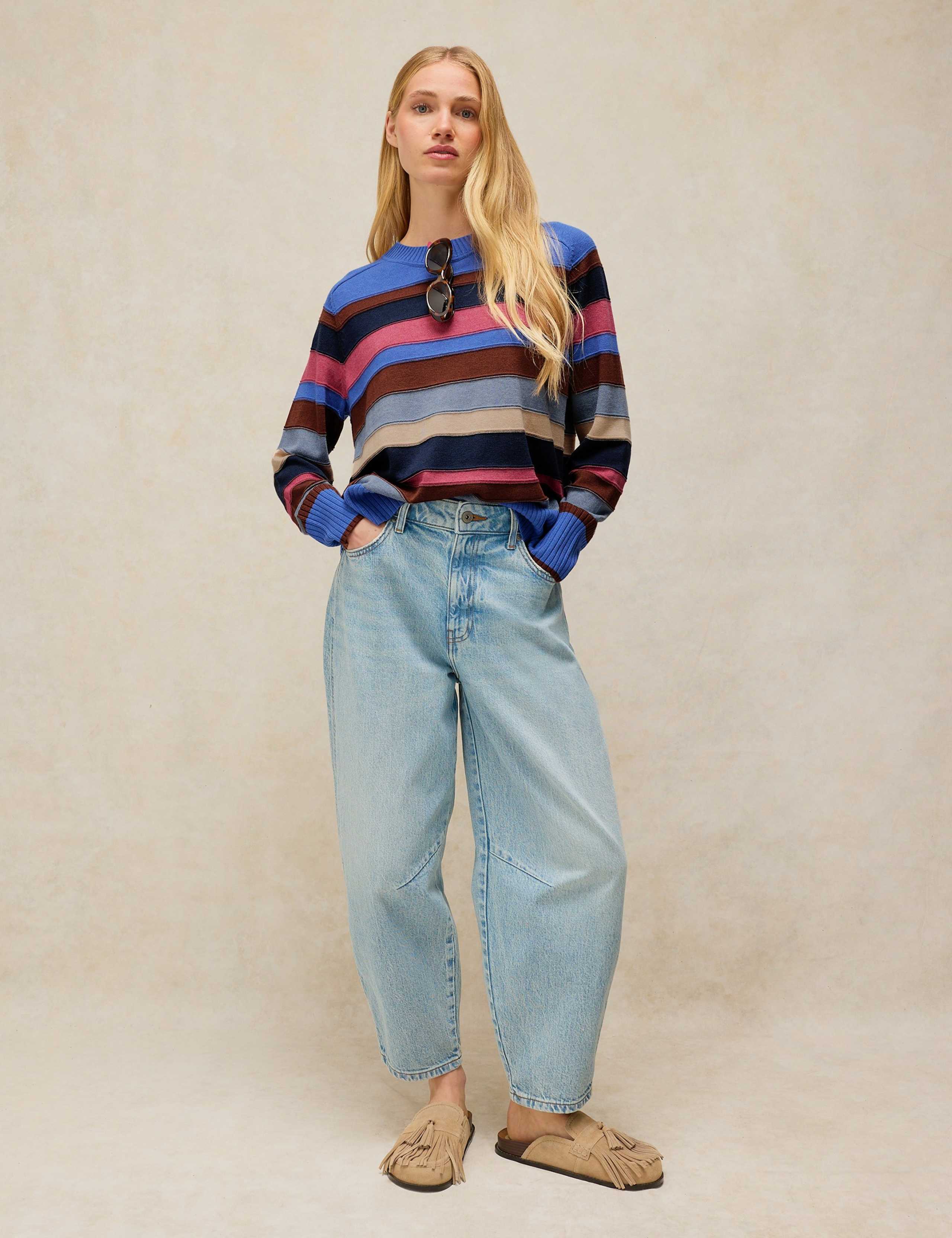 Cotton Rich Colour Block Crew Neck Jumper 4 of 6