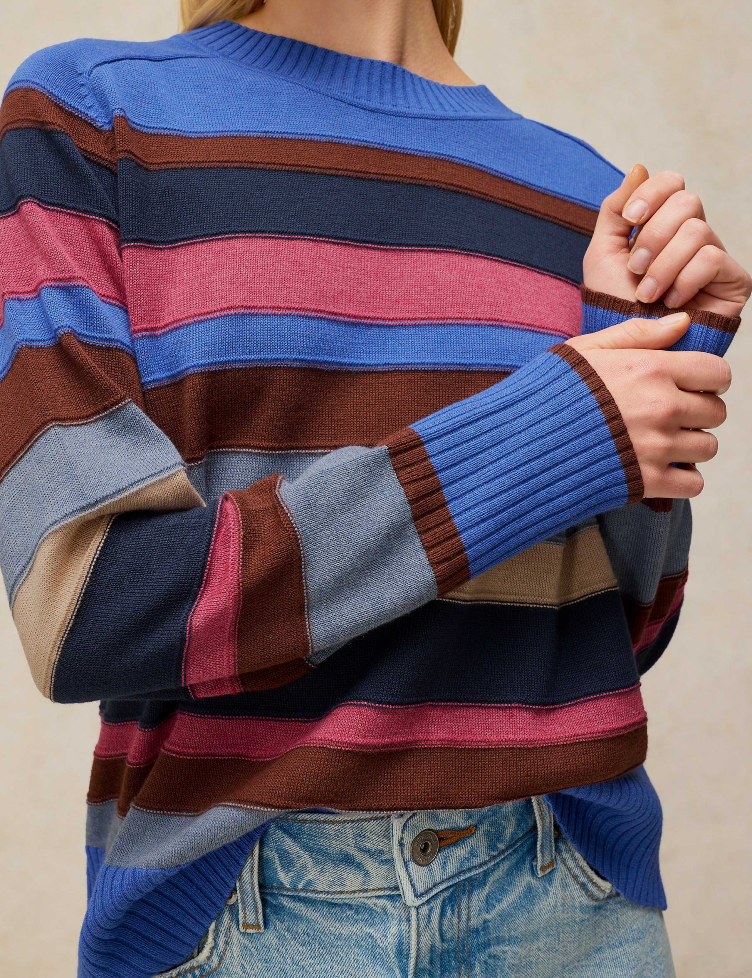 Cotton Rich Colour Block Crew Neck Jumper 5 of 6