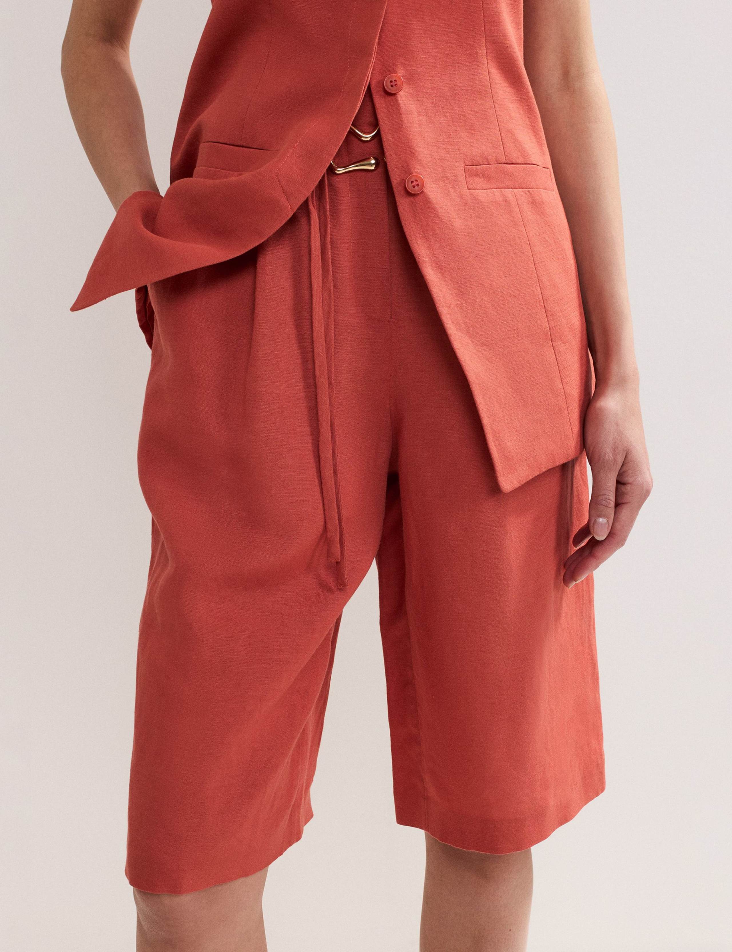 Linen Rich Belted Long Shorts 4 of 5