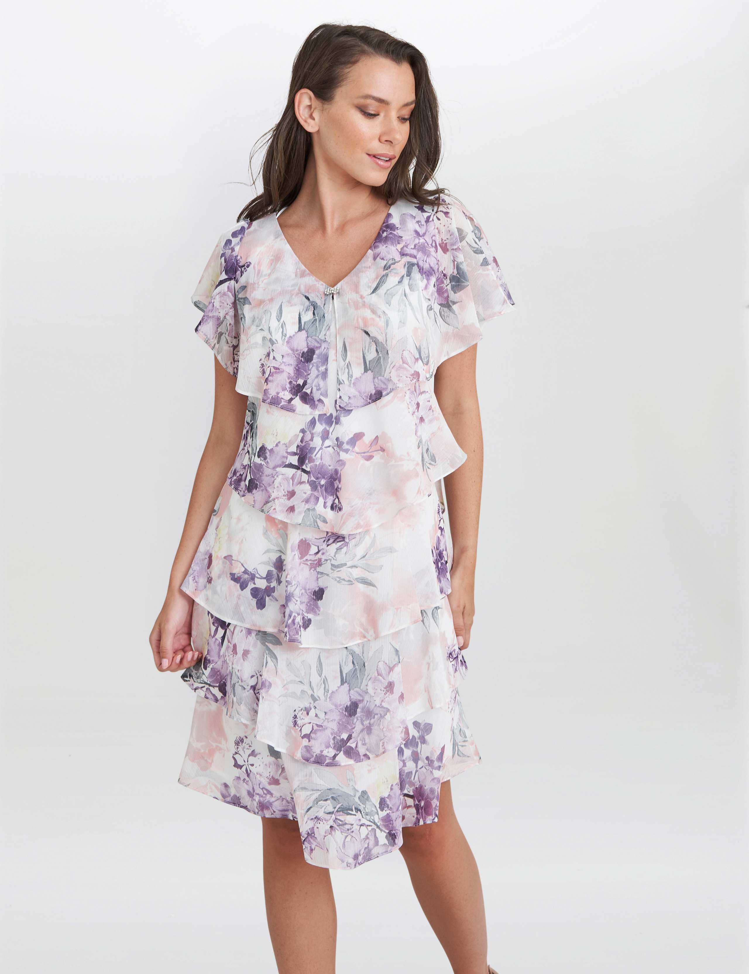 【海外限定】GinaBacconiドレス☆Rosie Asymmetric Floral Dress Rosie Printed One Shoulder Maxi With Tie Waist – Gina Bacconi