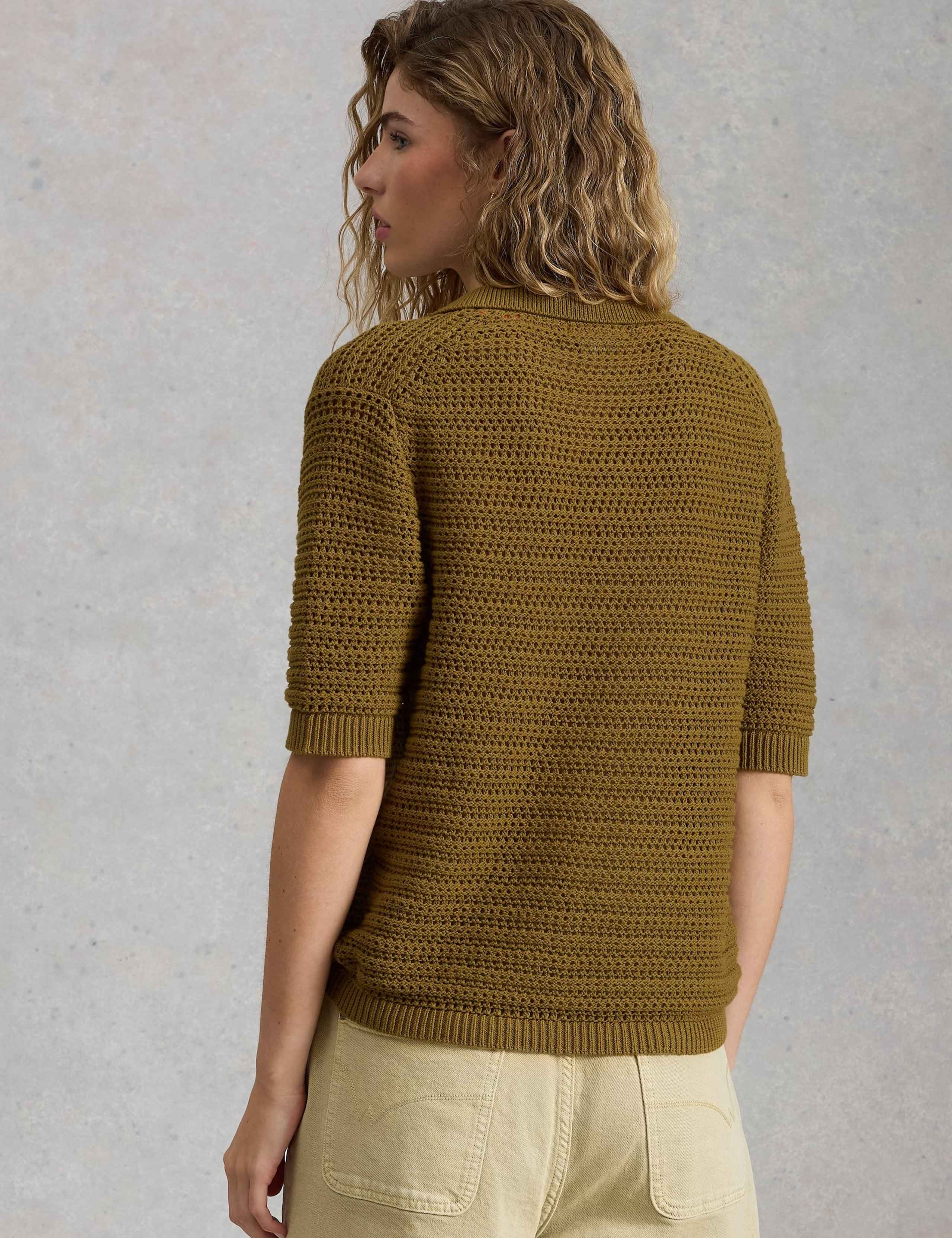 Pure Cotton Textured Collared Knitted Top 5 of 6