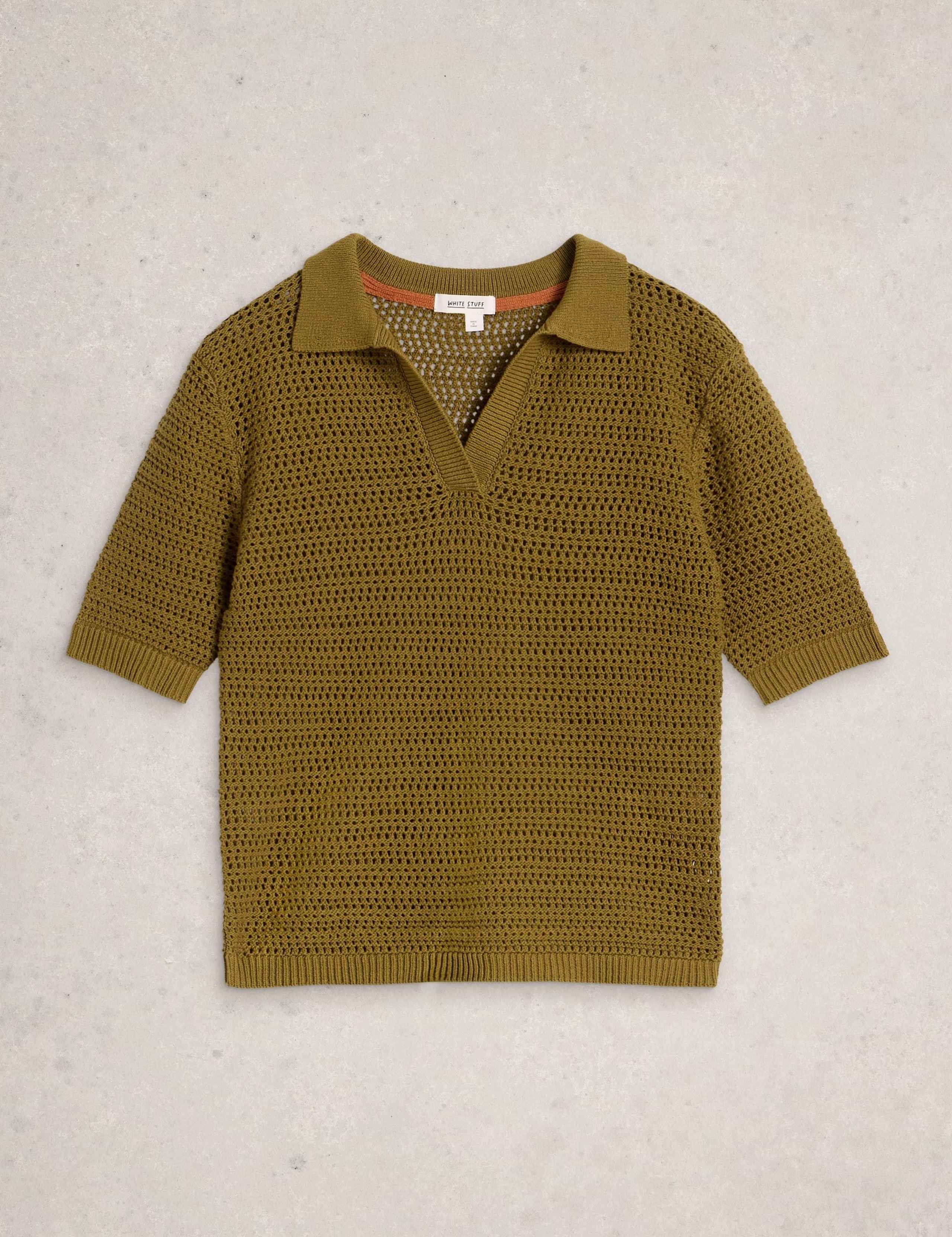 Pure Cotton Textured Collared Knitted Top 2 of 6