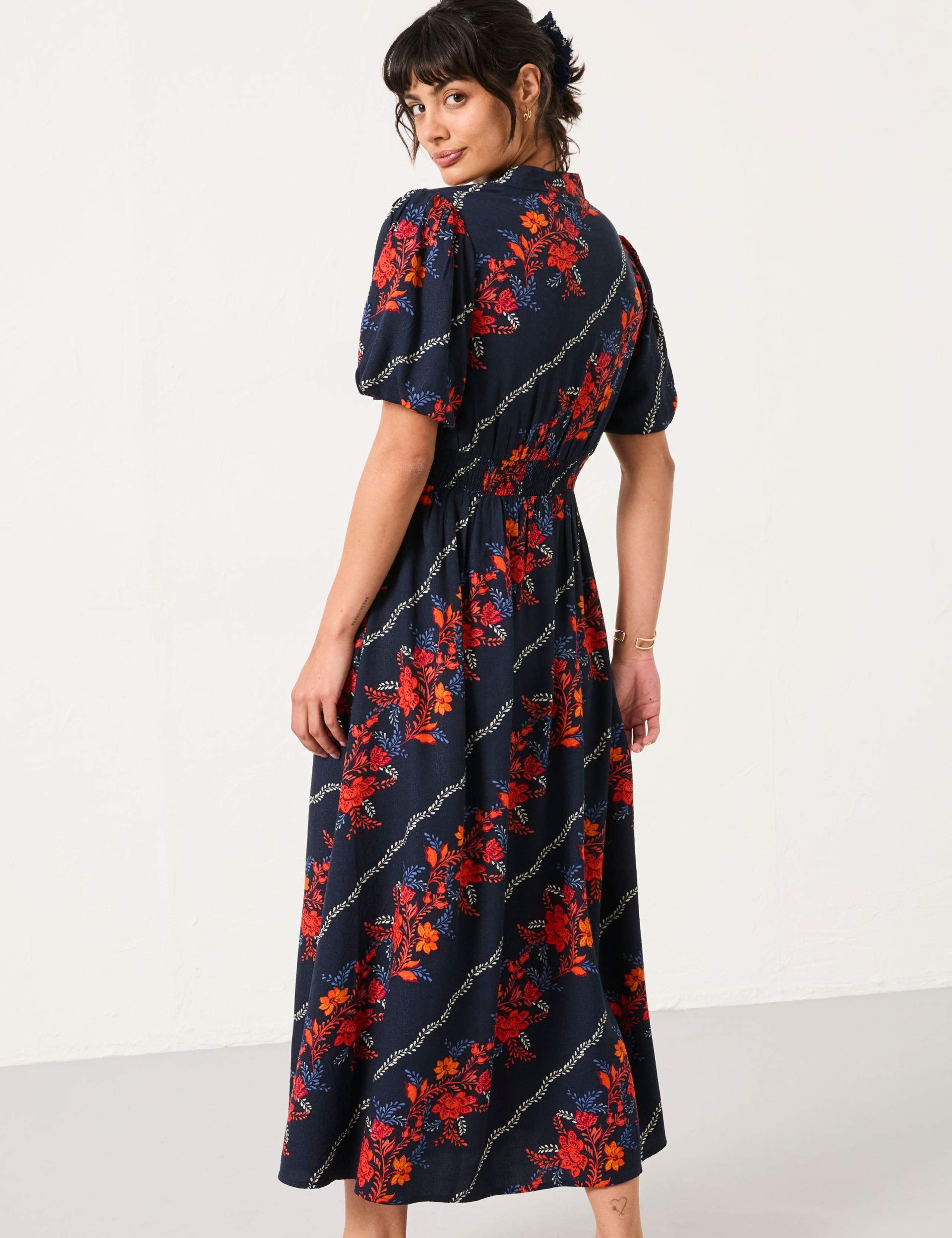 Floral Notch Neck Midaxi Waisted Dress 4 of 5