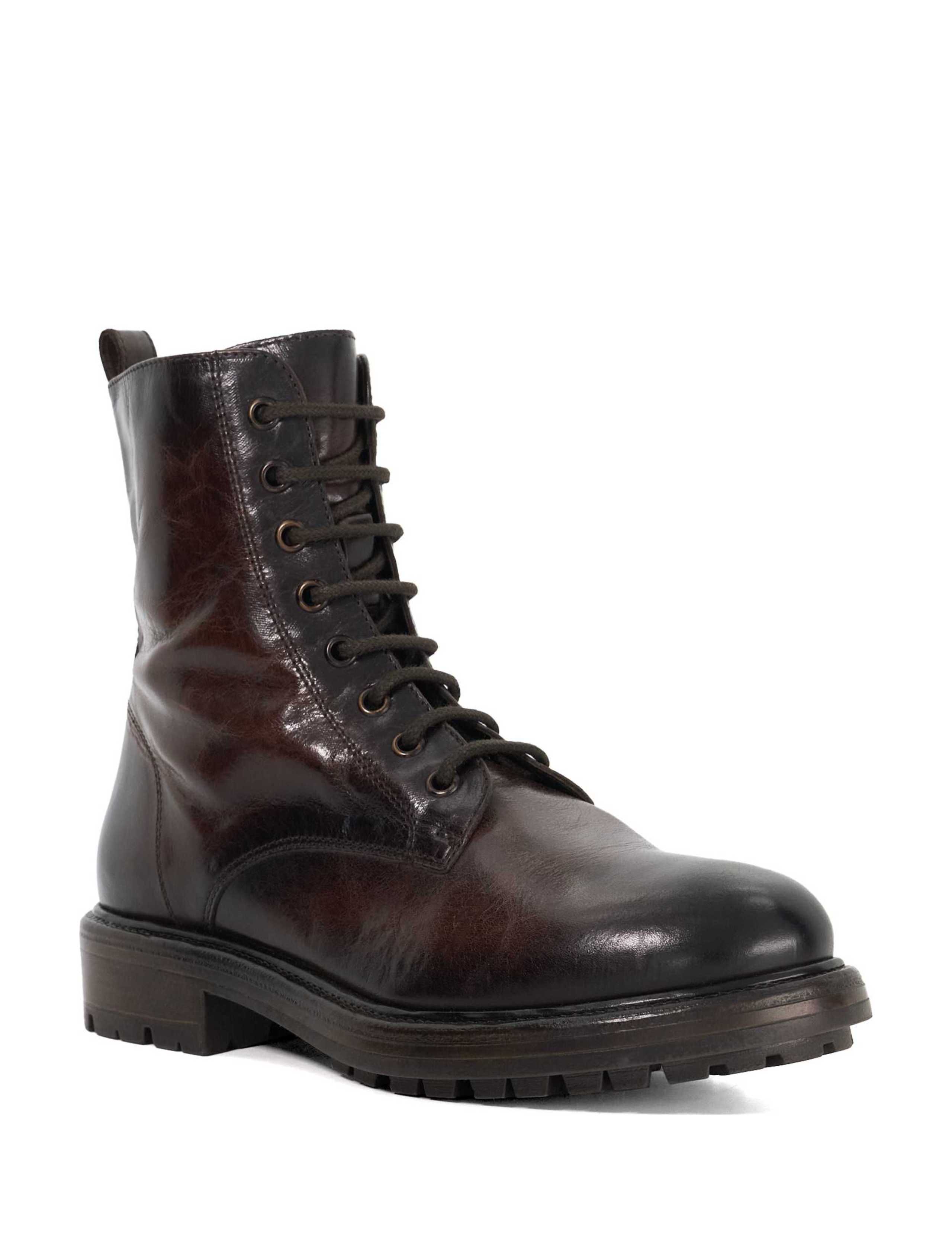 Leather Chunky Block Heel Ankle Boots 2 of 5