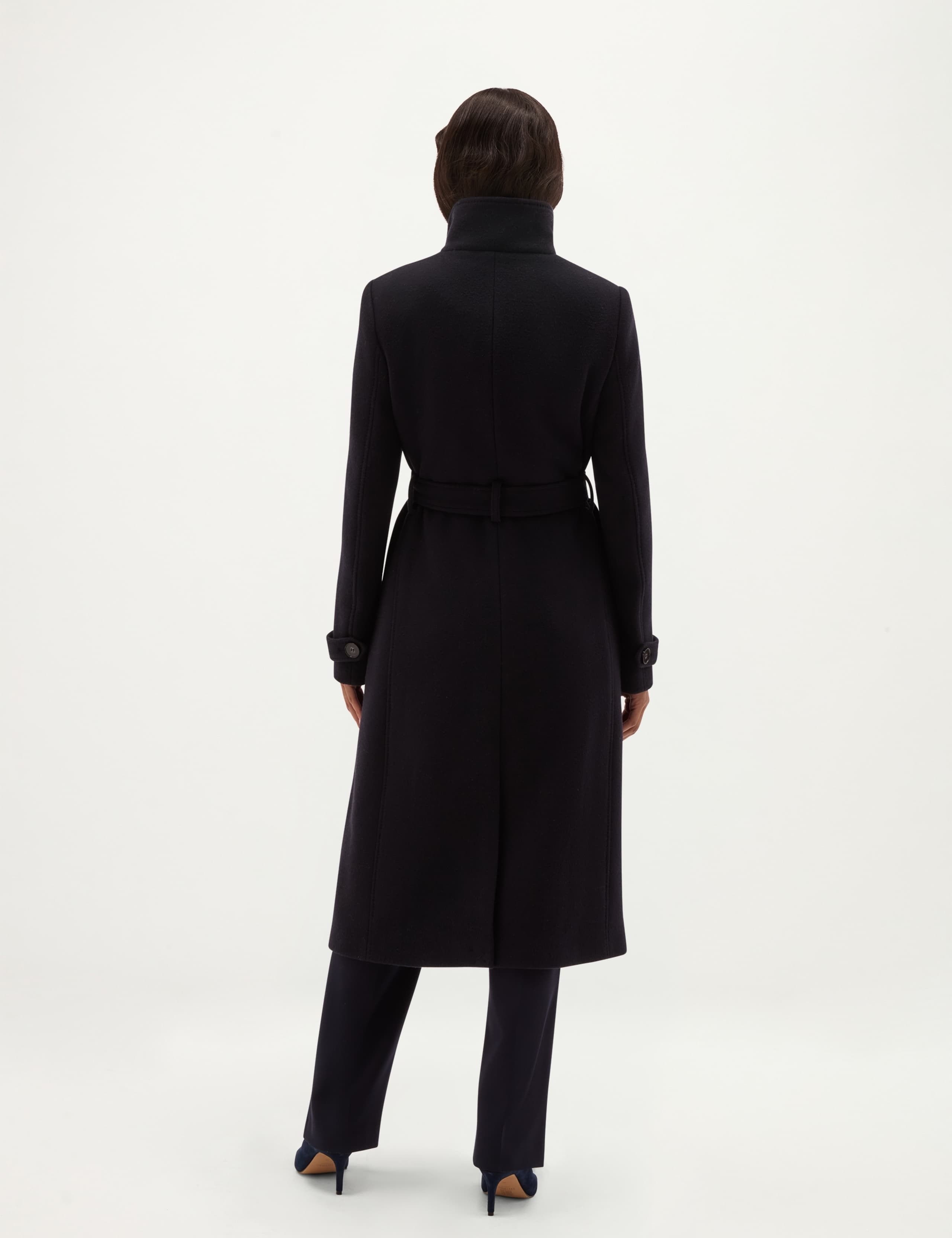 Wool Cashmere Blend Funnel Neck Coat 4 of 8