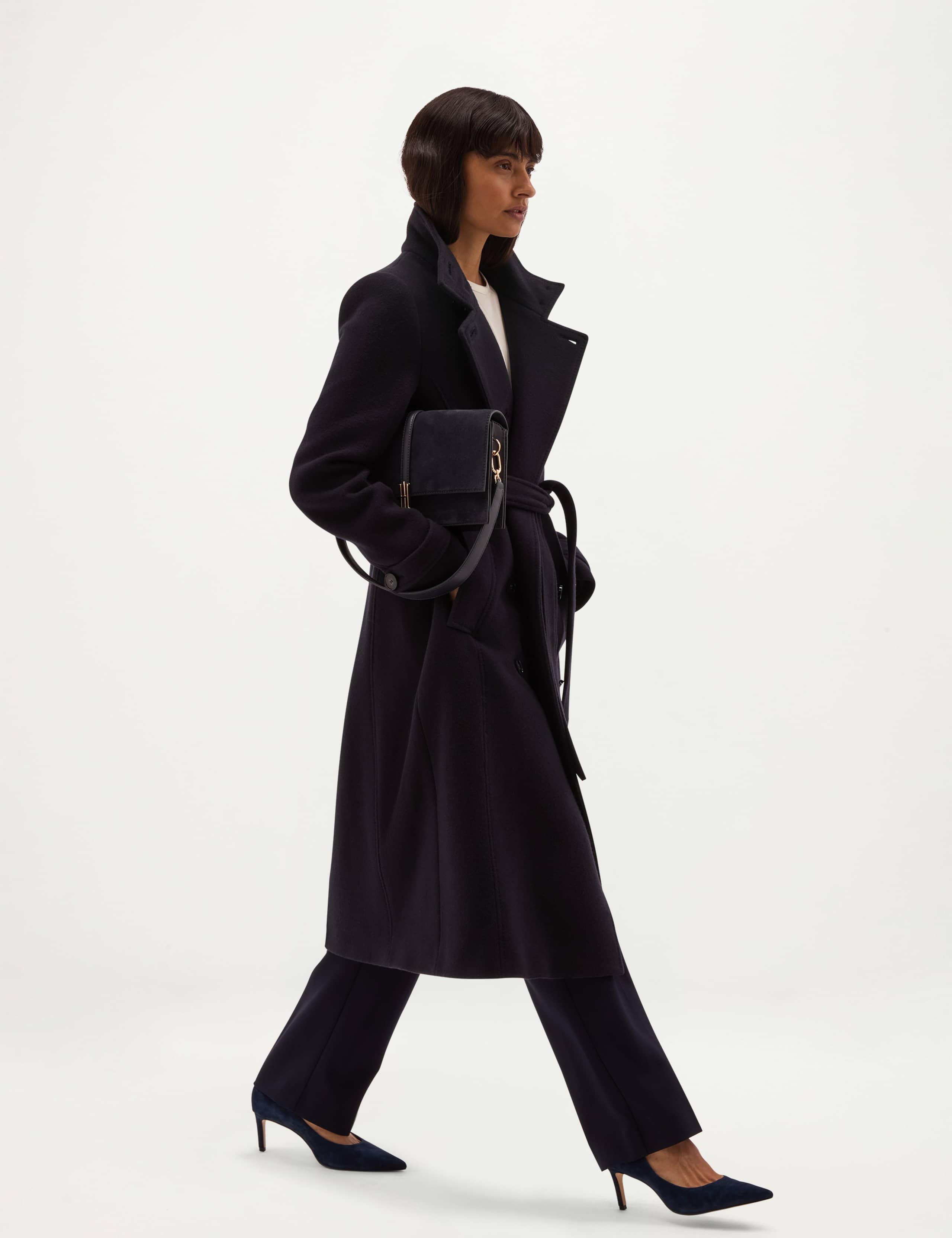 Wool Cashmere Blend Funnel Neck Coat 5 of 8