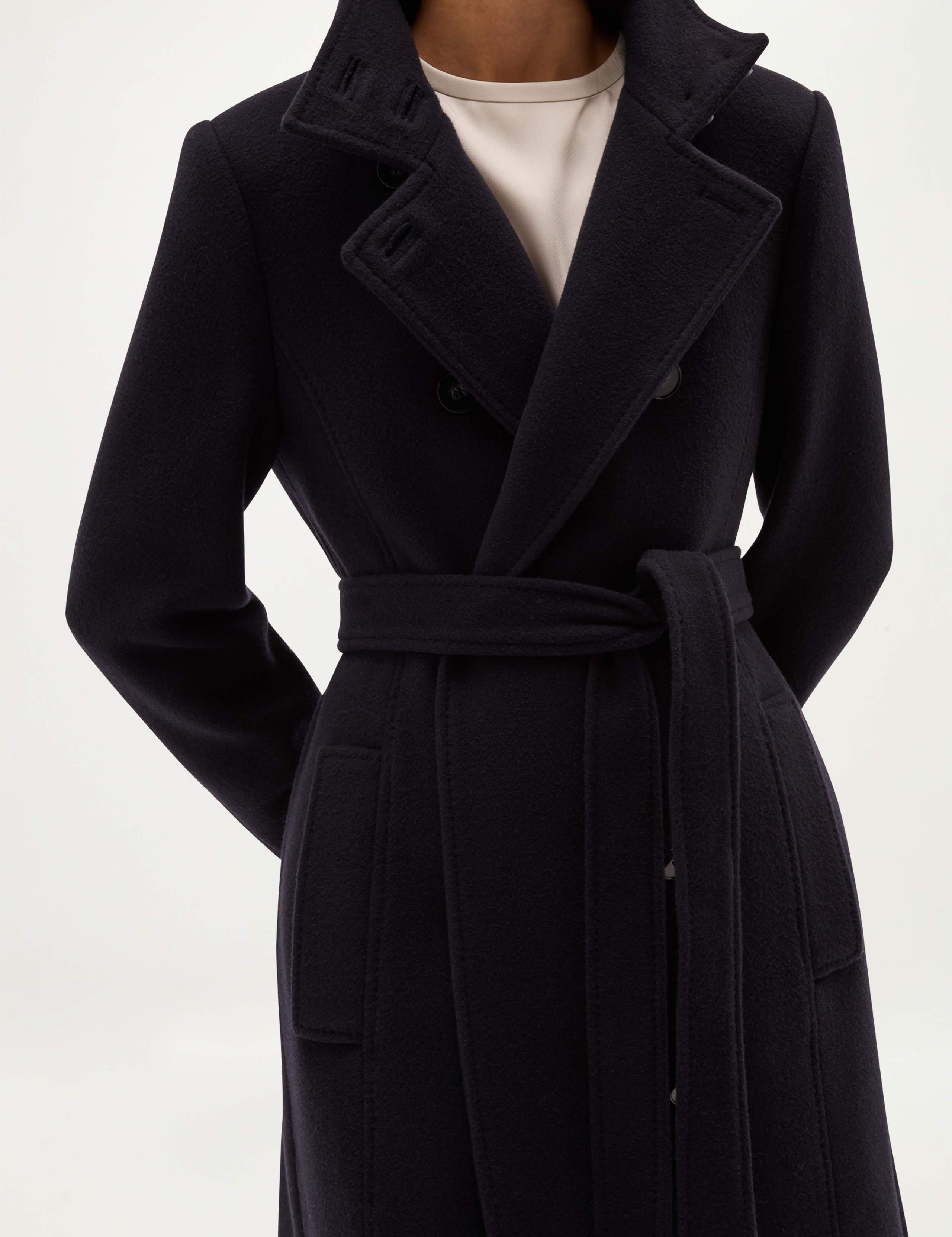 Wool Cashmere Blend Funnel Neck Coat 6 of 8