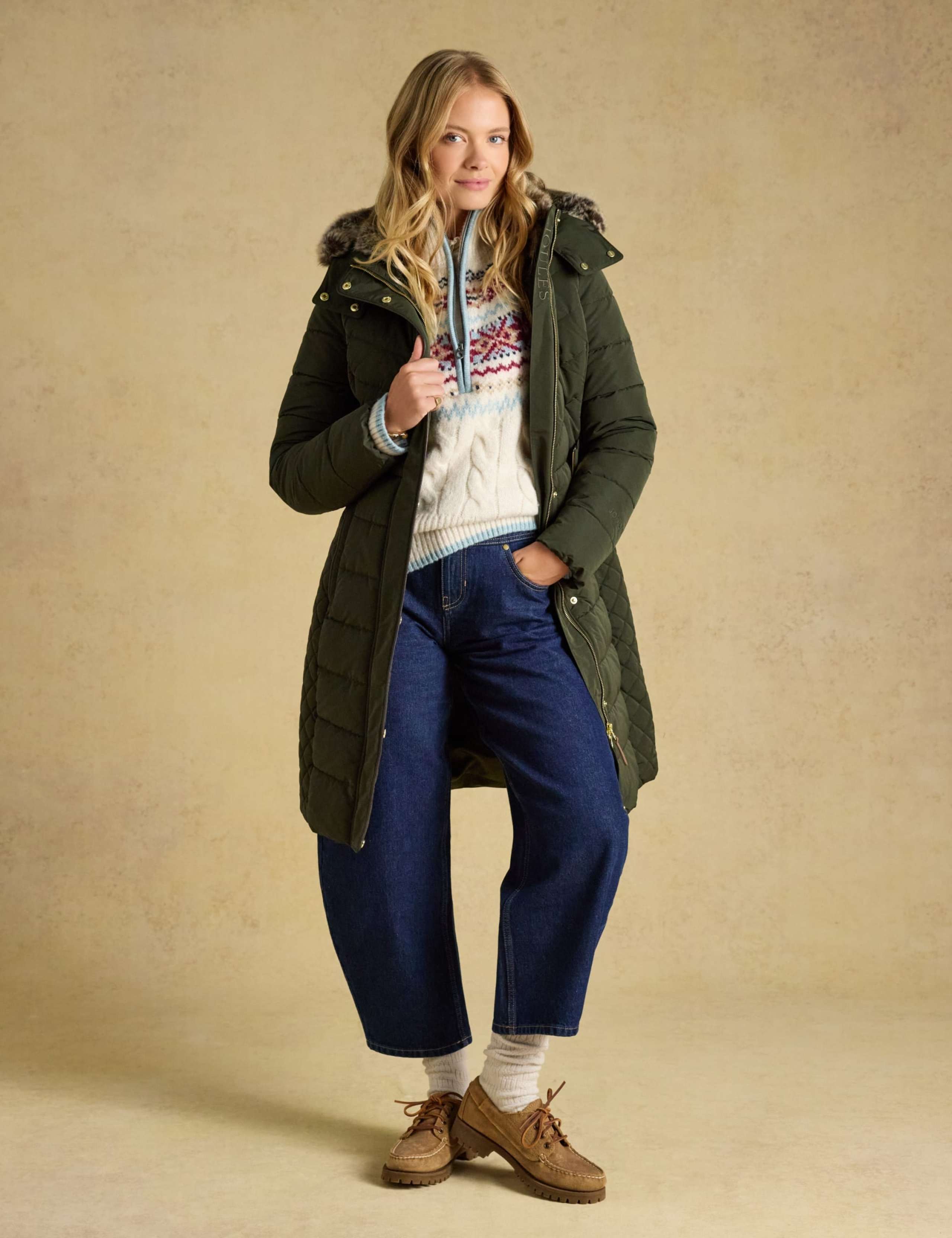 Showerproof Padded Faux Fur Trim Longline Coat 8 of 12