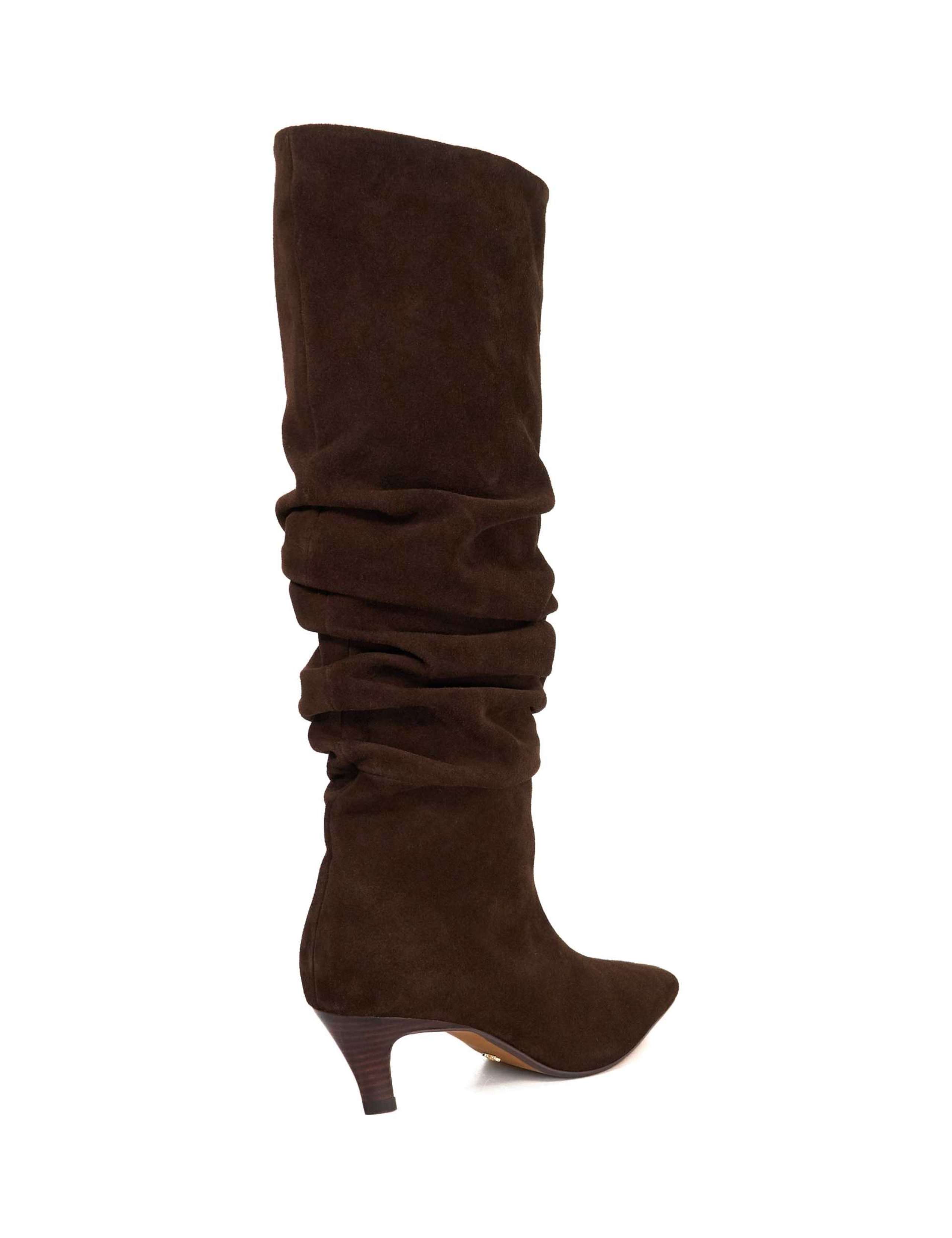 Suede Slouchy Kitten Heel Knee High Boots 2 of 4