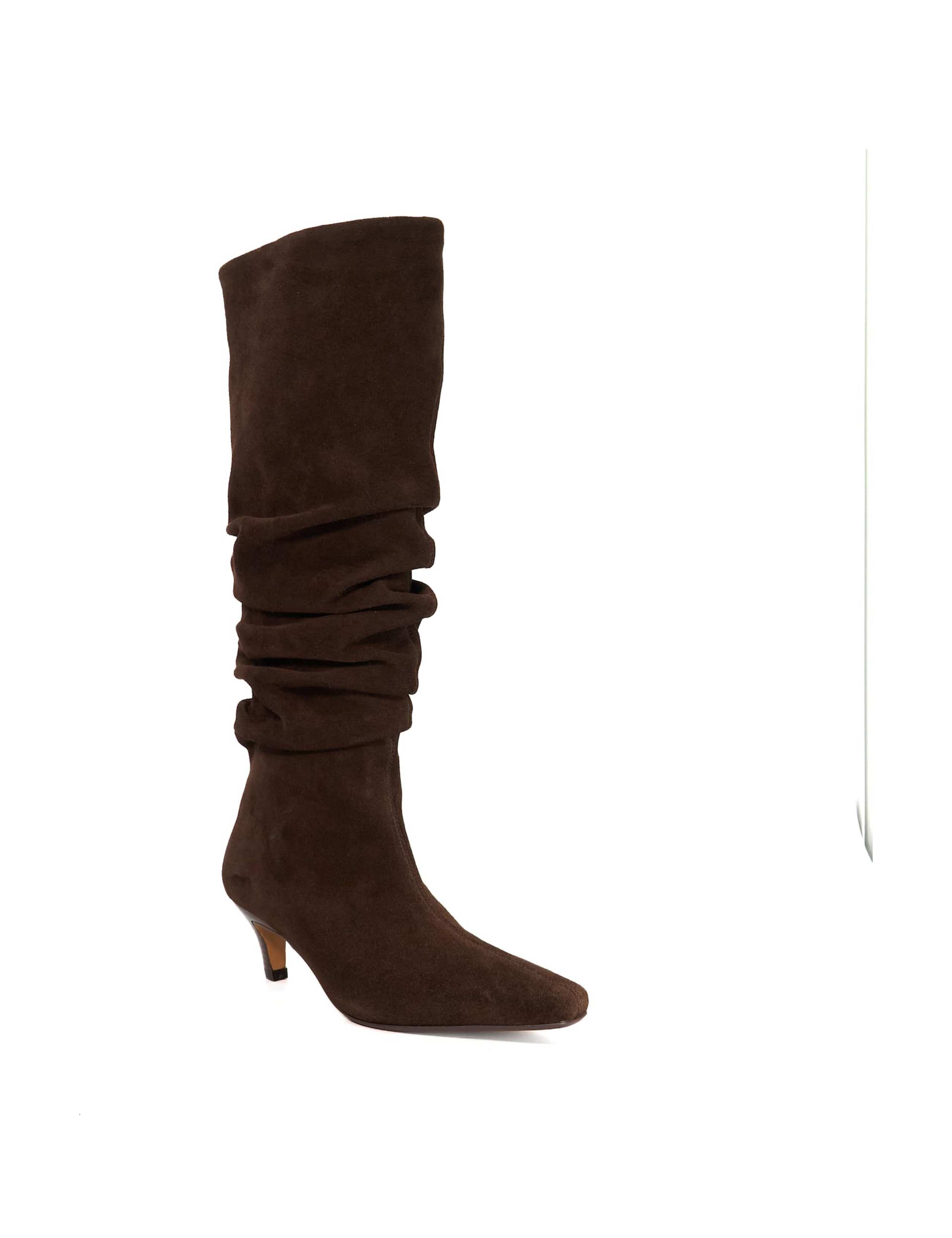 Suede Slouchy Kitten Heel Knee High Boots 3 of 4