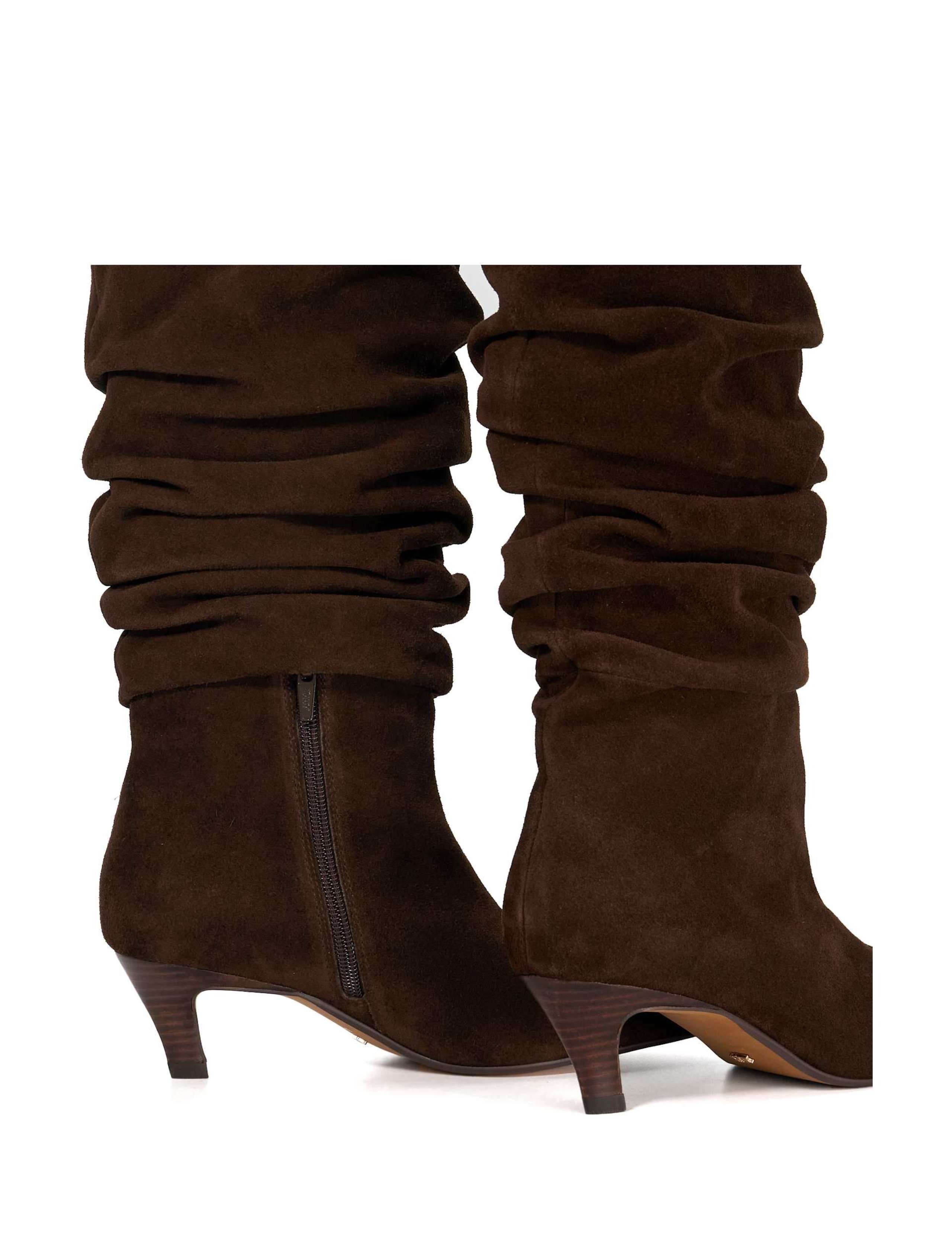 Suede Slouchy Kitten Heel Knee High Boots 4 of 4