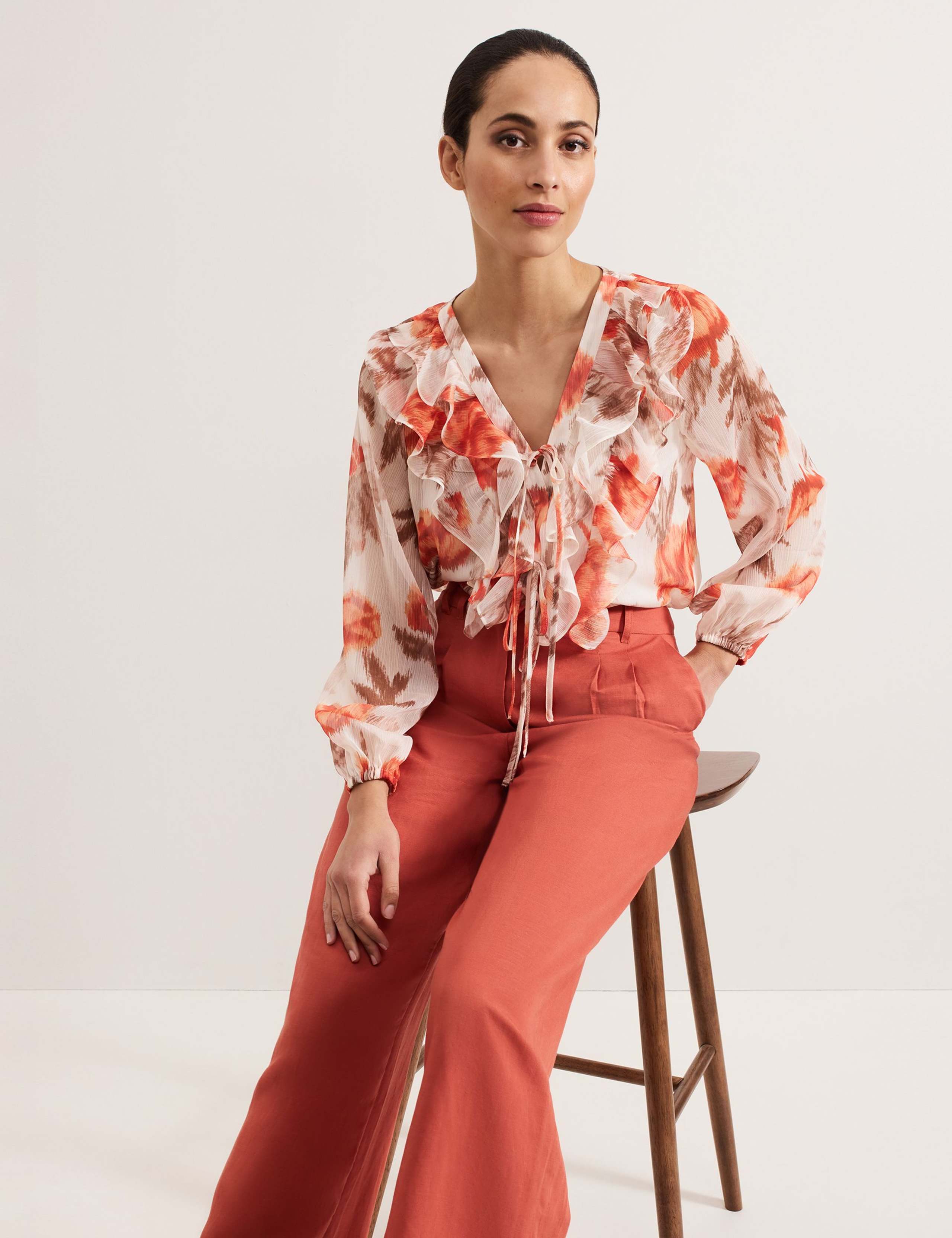 Printed Tie Neck Blouse 6 of 7