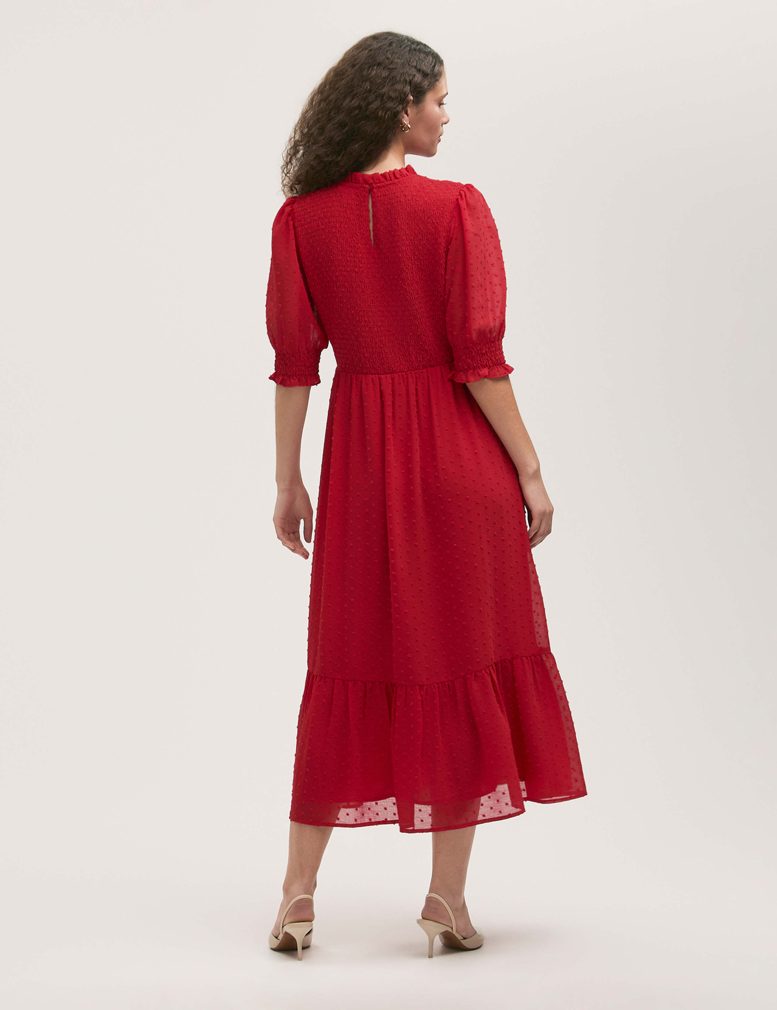 Georgette Textured Shirred Midi Tea Dress 2 of 4