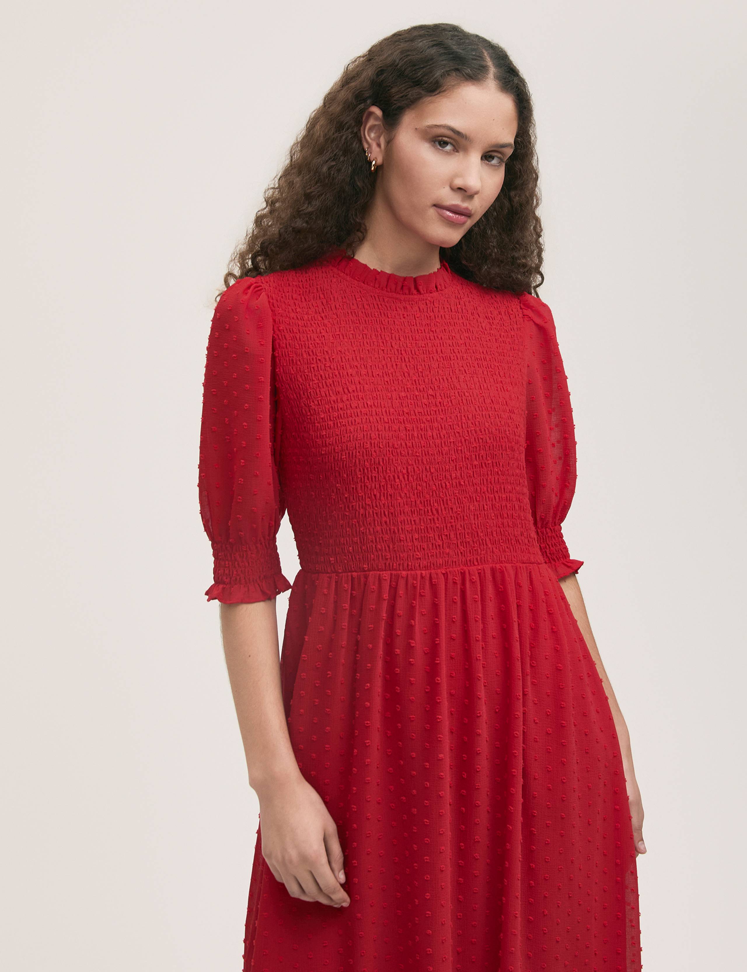 Georgette Textured Shirred Midi Tea Dress 3 of 4